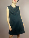 Dress Black Gold Flowers 70s Gr. 40