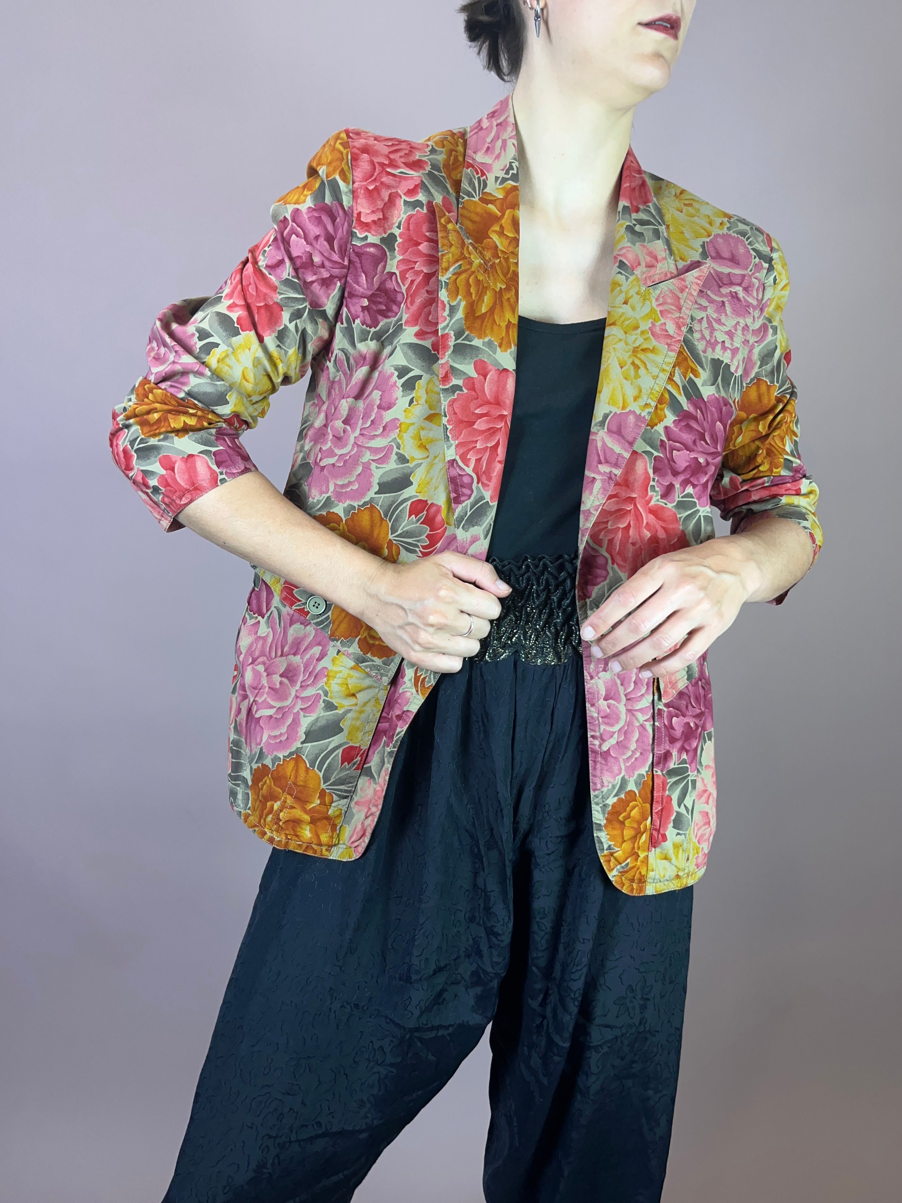 Blazer Blumen Print Baumwolle Gr. 38