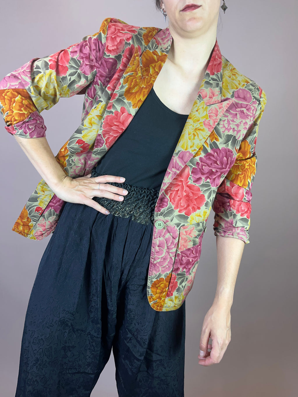 Blazer Blumen Print Baumwolle Gr. 38