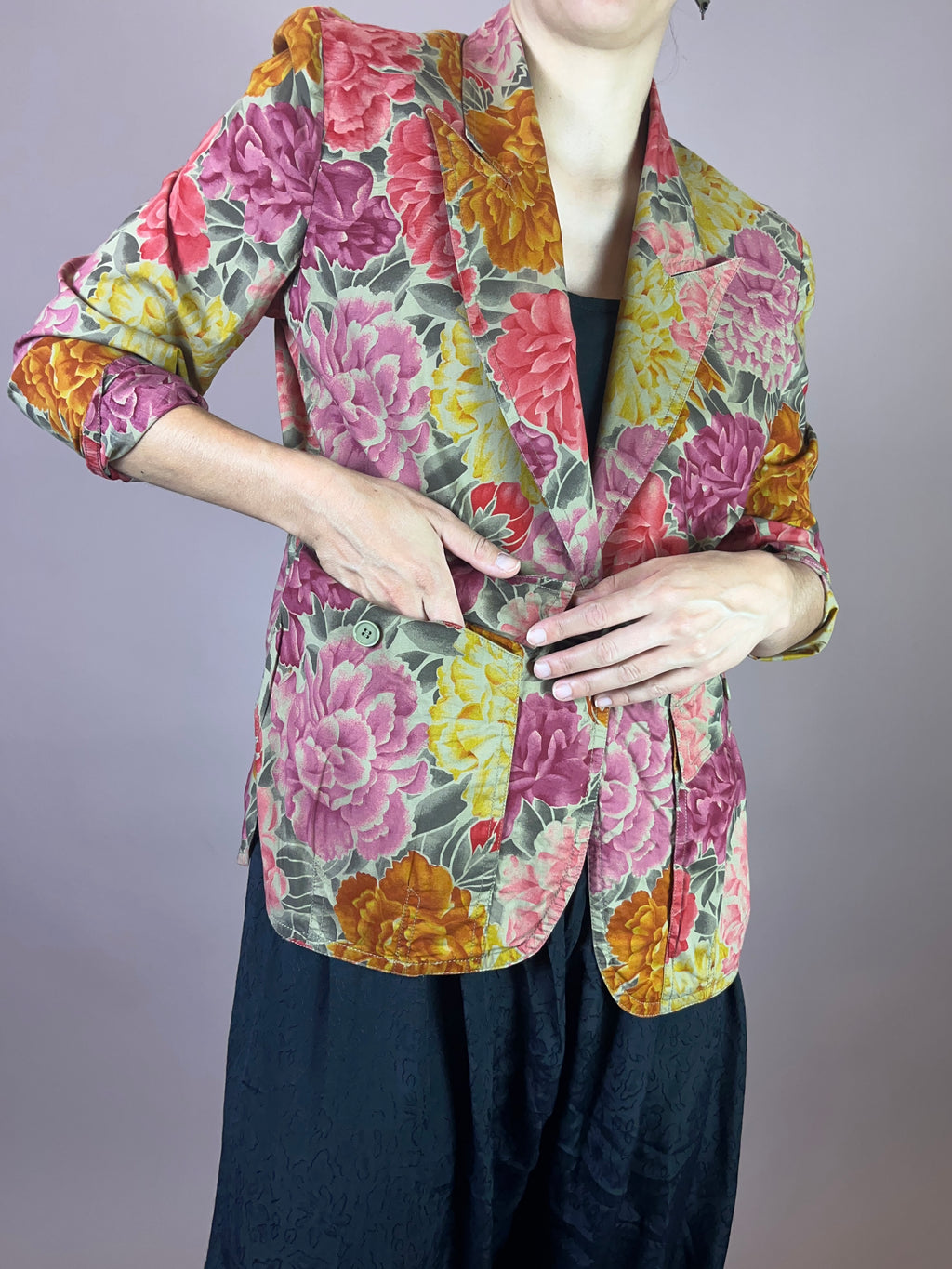 Blazer Blumen Print Baumwolle Gr. 38