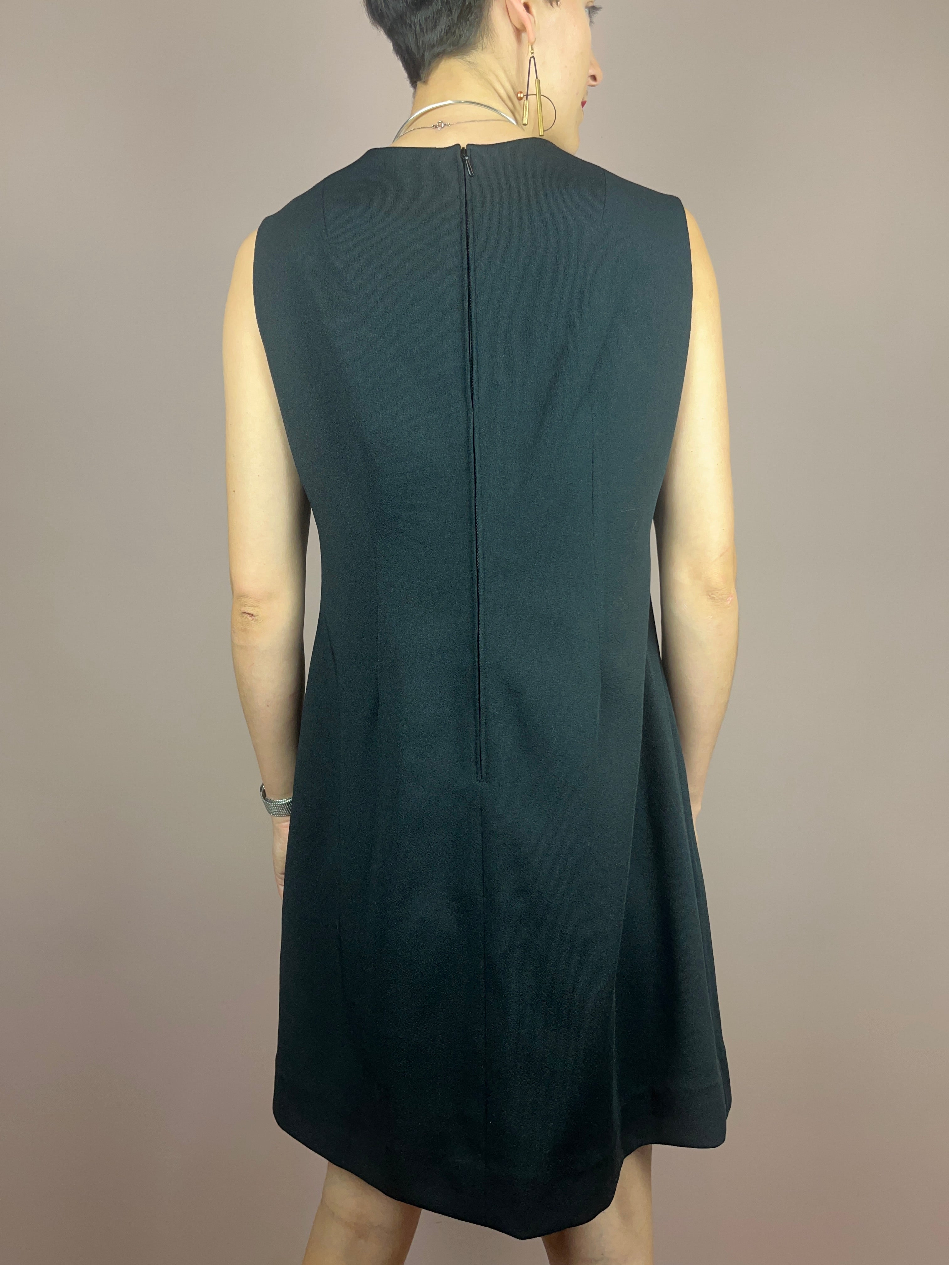 Dress Black Gold Flowers 70s Gr. 40