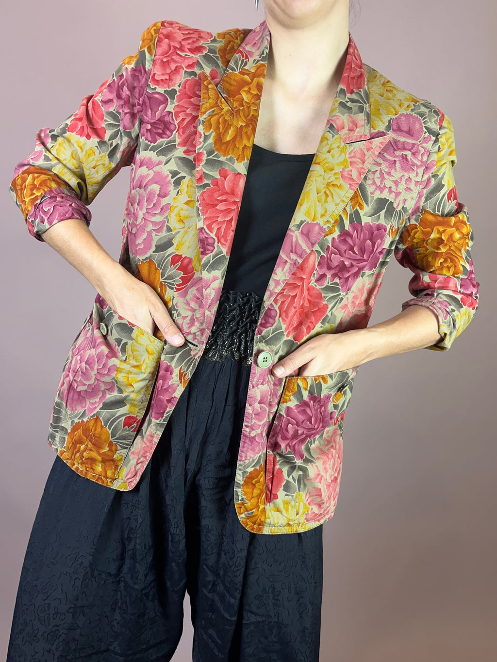 Blazer Blumen Print Baumwolle Gr. 38