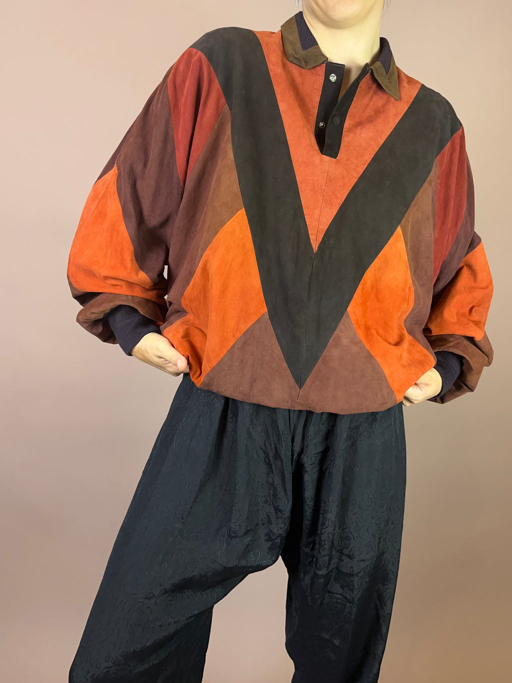 Wildleder Pullover Orange Gr. M
