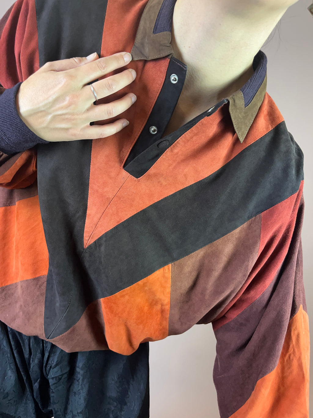Wildleder Pullover Orange Gr. M