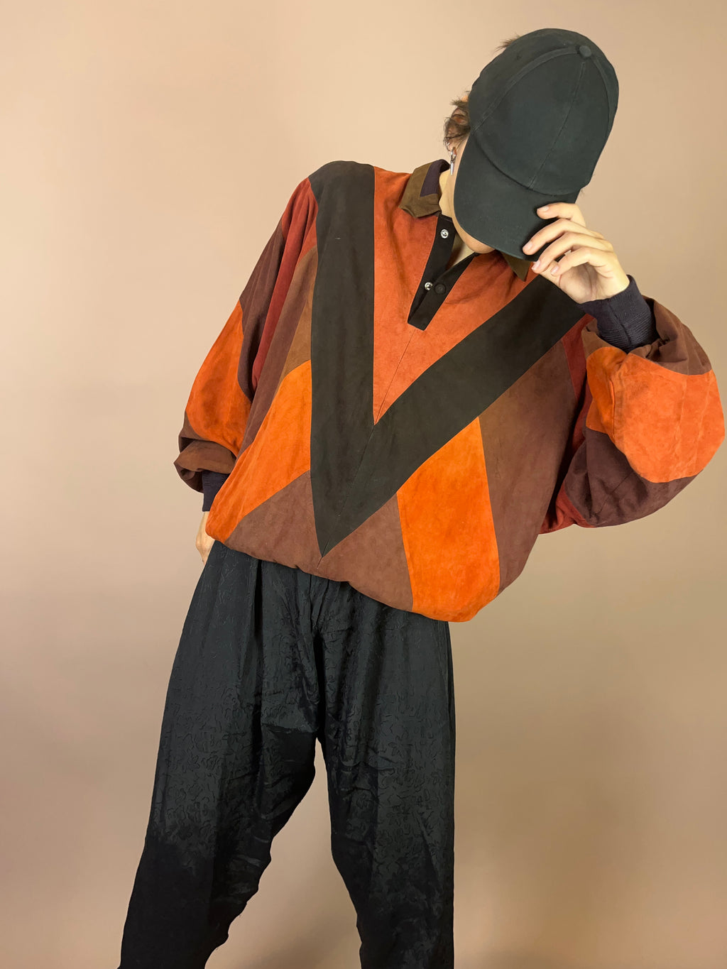 Wildleder Pullover Orange Gr. M