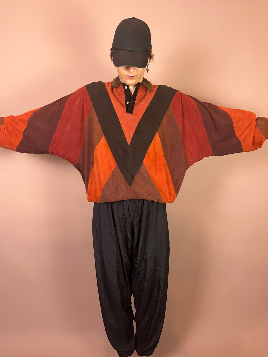 Wildleder Pullover Orange Gr. M