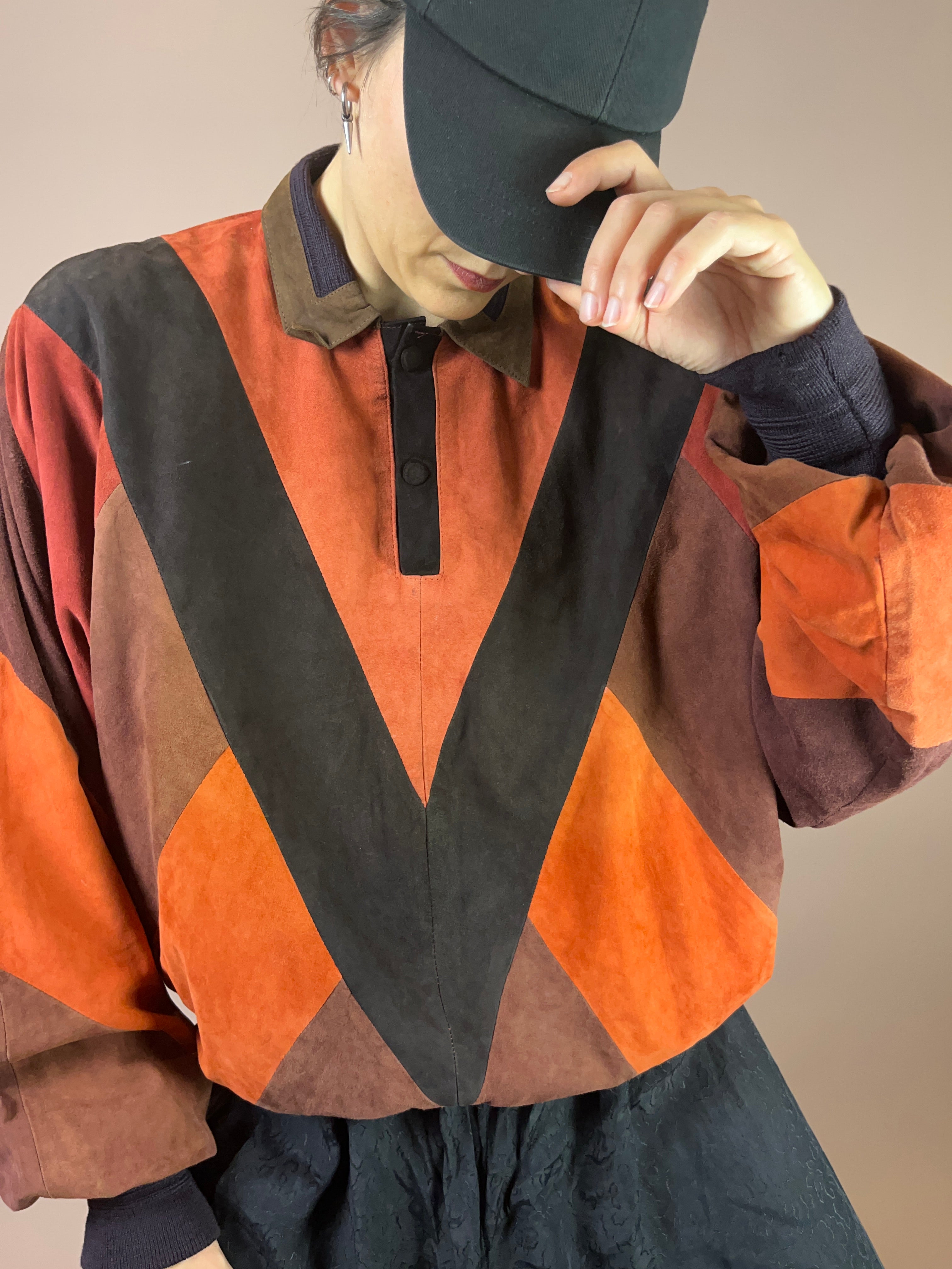 Wildleder Pullover Orange Gr. M