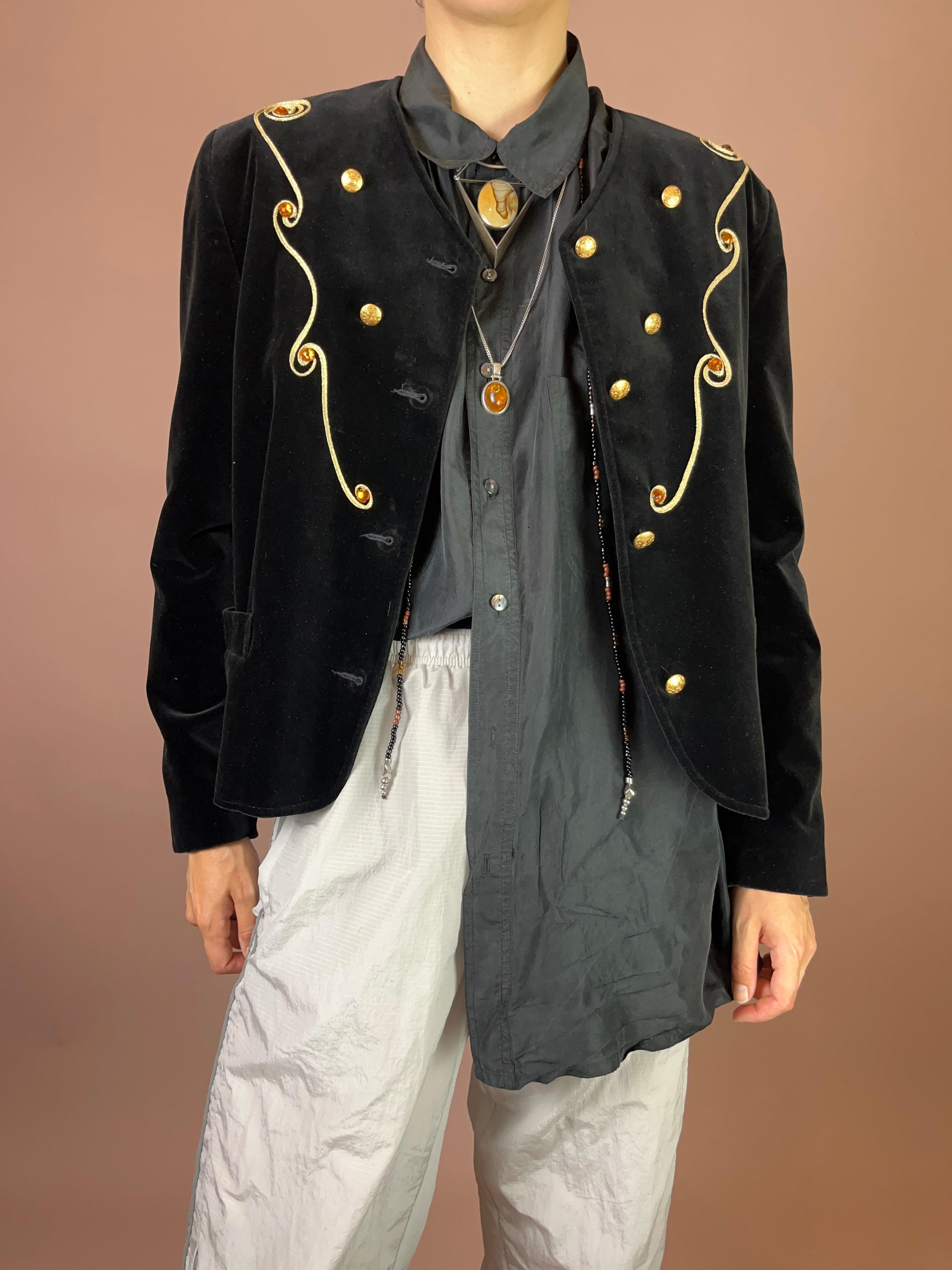 Blazer Samt Gold Schnörkel Gr. 38