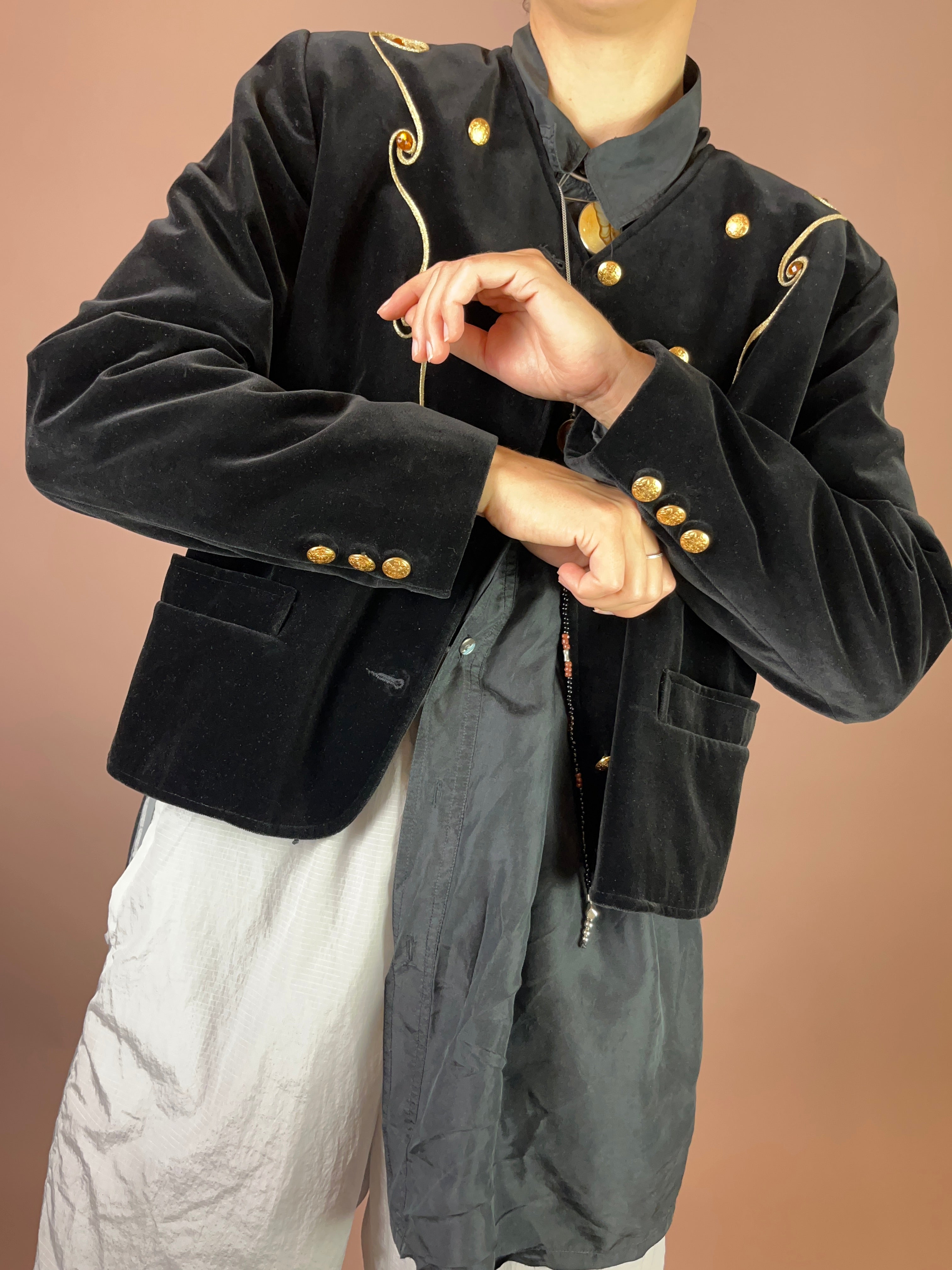 Blazer Samt Gold Schnörkel Gr. 38