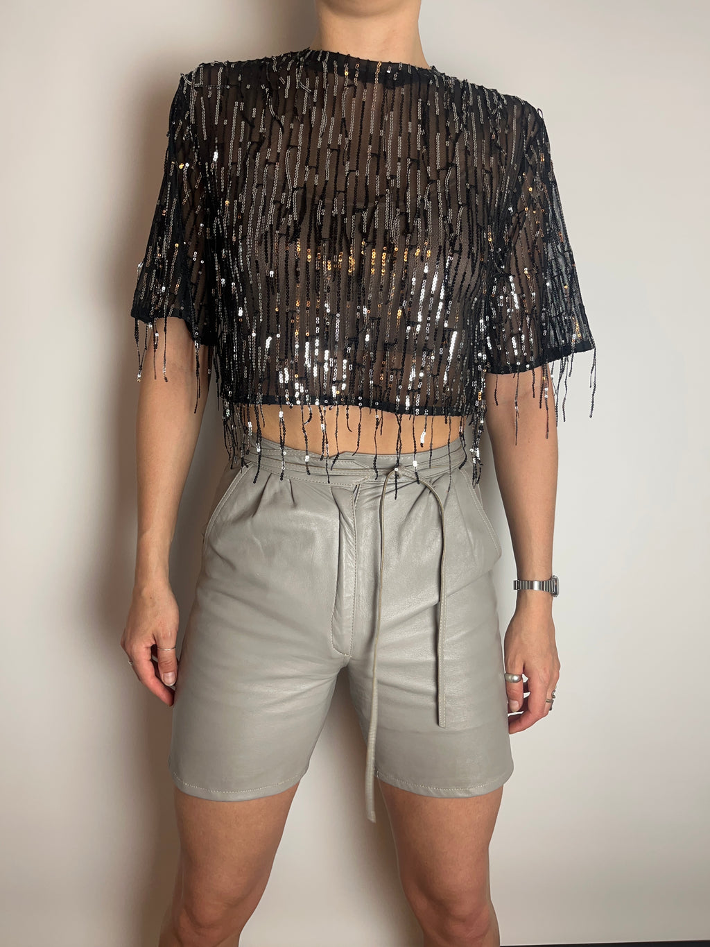 Leather Shorts Grau Gr. 34
