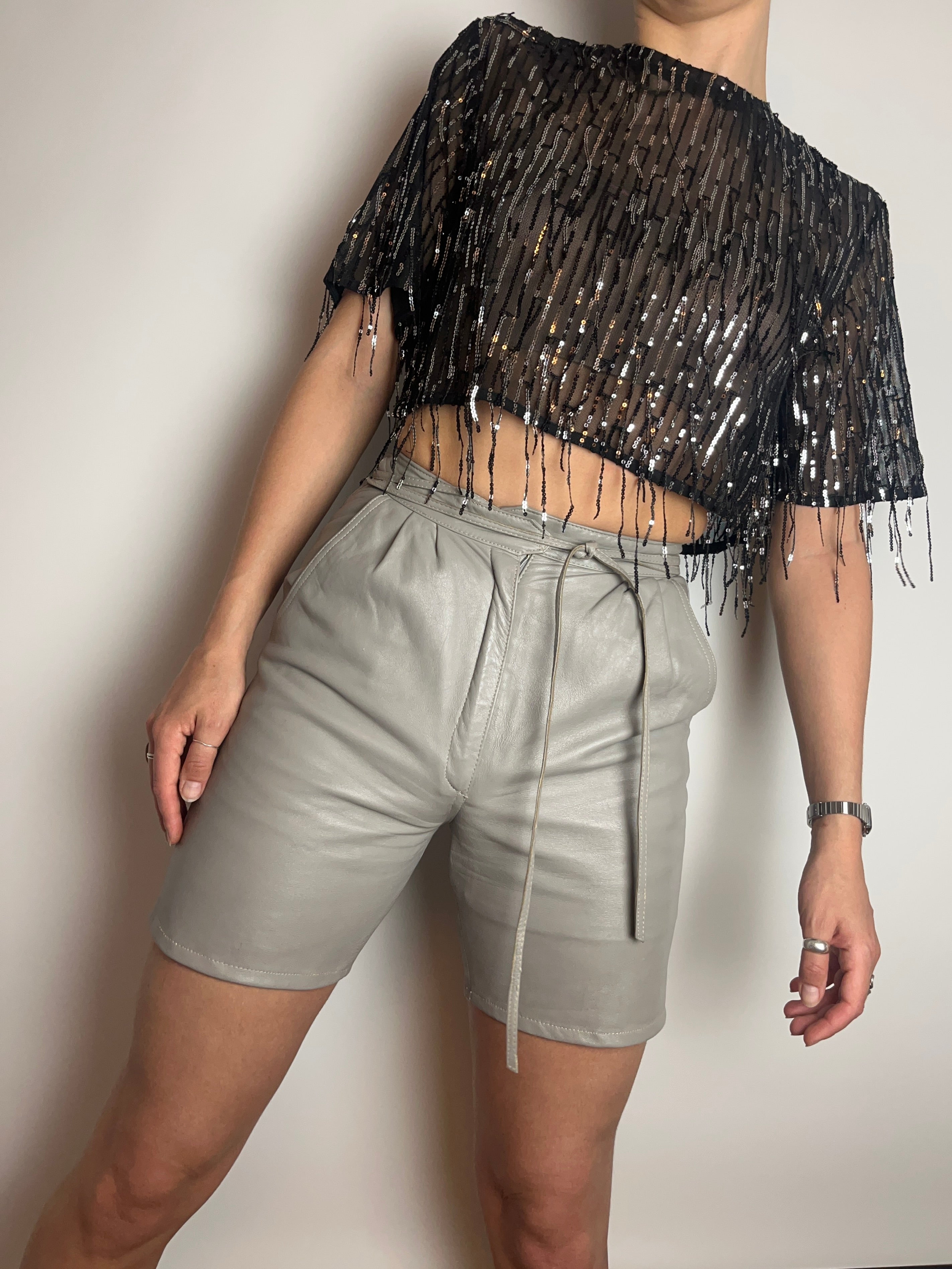 Leather Shorts Grau Gr. 34