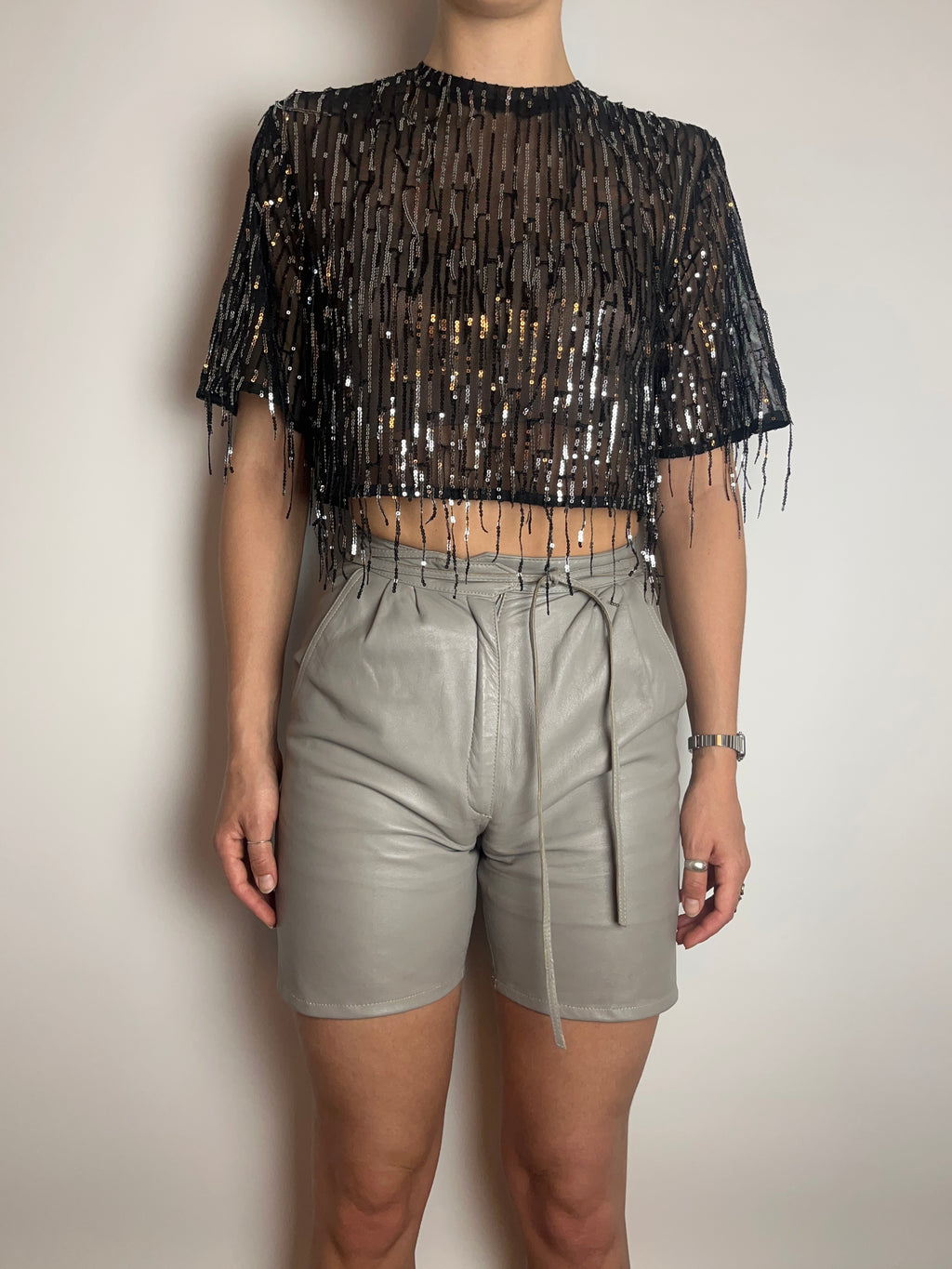 Leather Shorts Grau Gr. 34