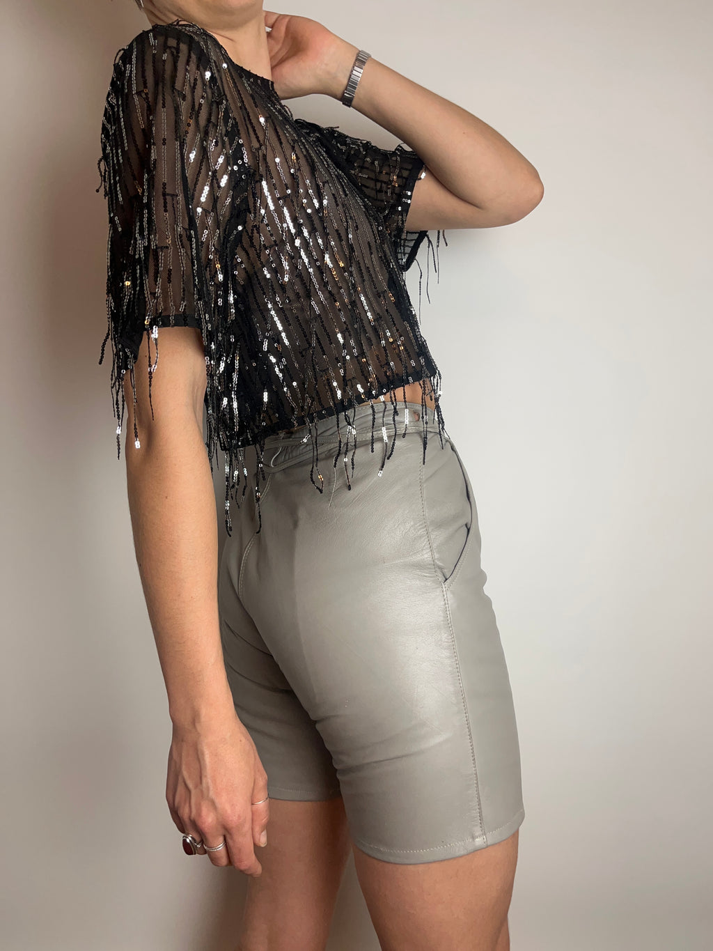 Leather Shorts Grau Gr. 34