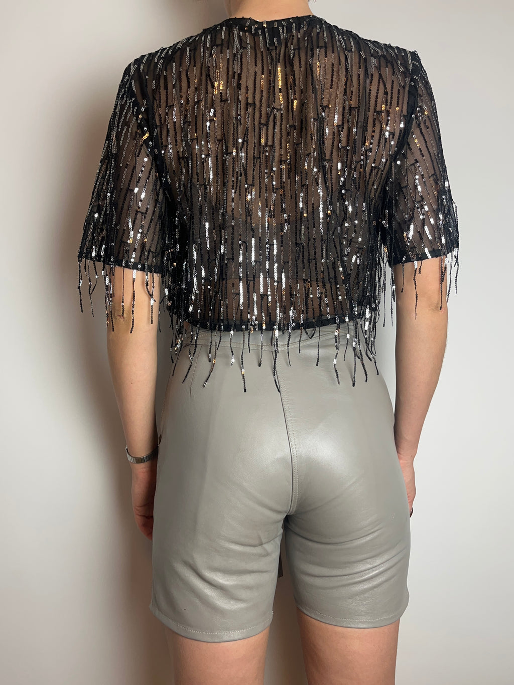 Leather Shorts Grau Gr. 34