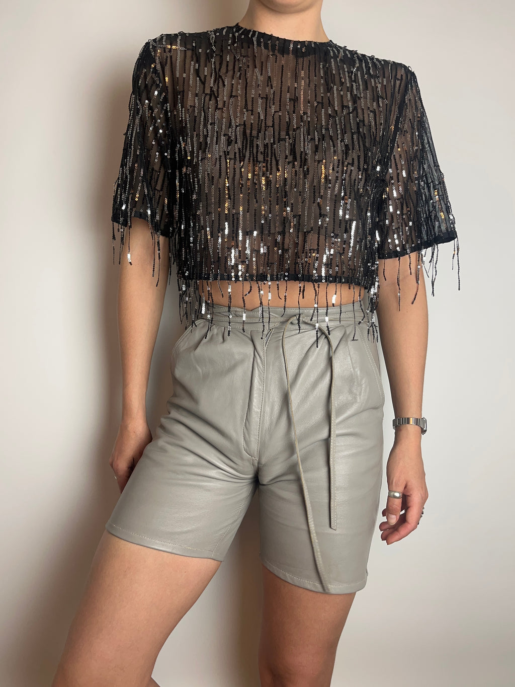 Leather Shorts Grau Gr. 34