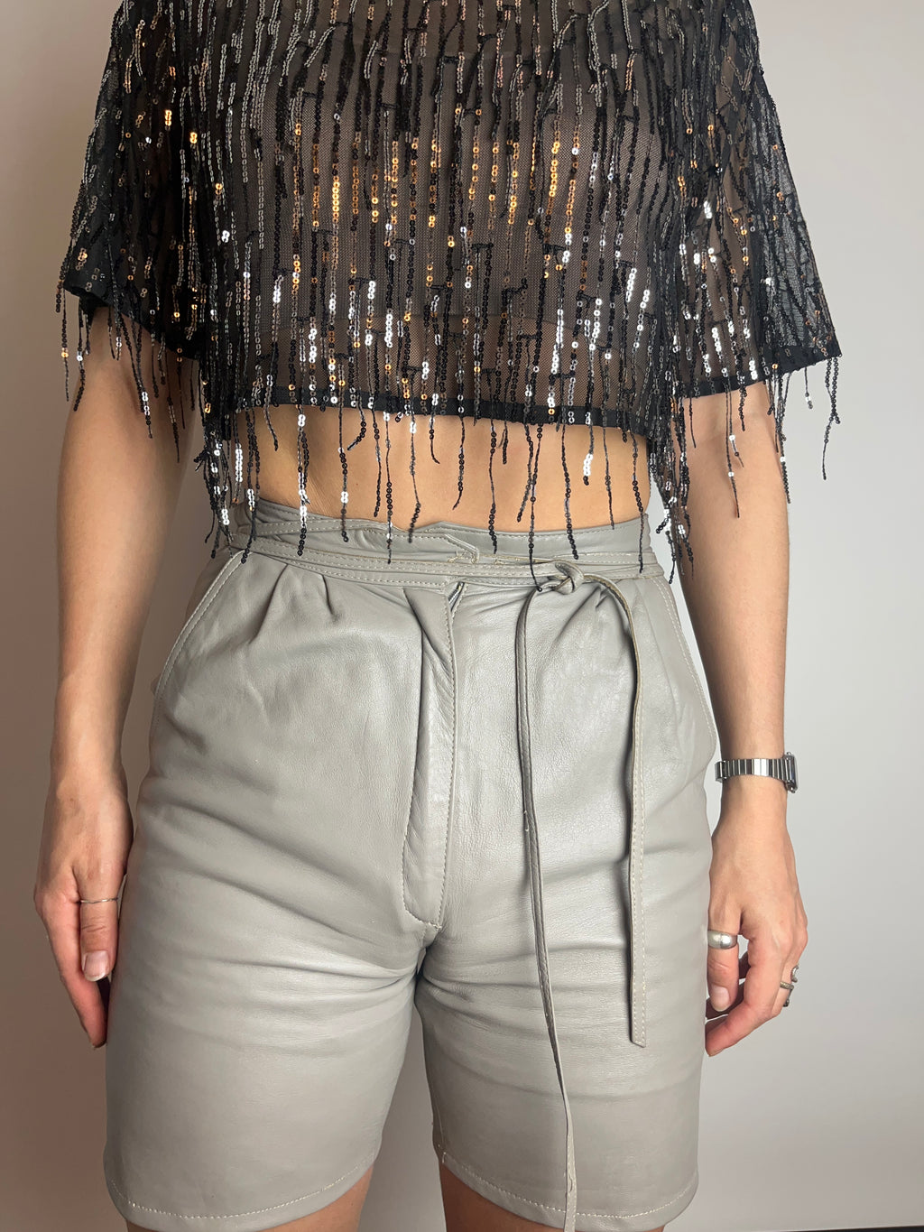Leather Shorts Grau Gr. 34