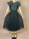 Rock Midi Schwarz Samt Punkte Gr. 34
