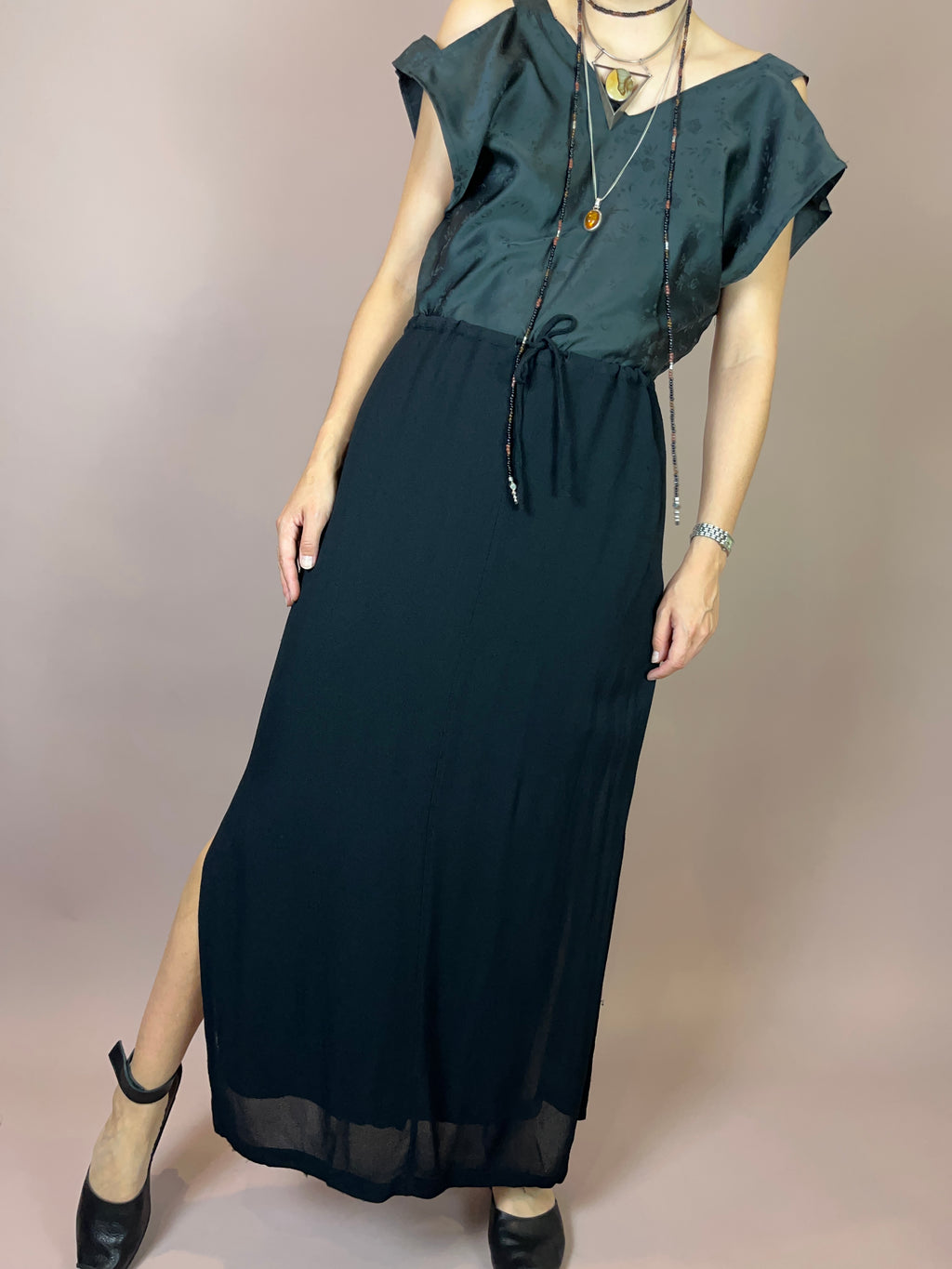 Maxi Rock Viskose Schwarz Gr. 36-42
