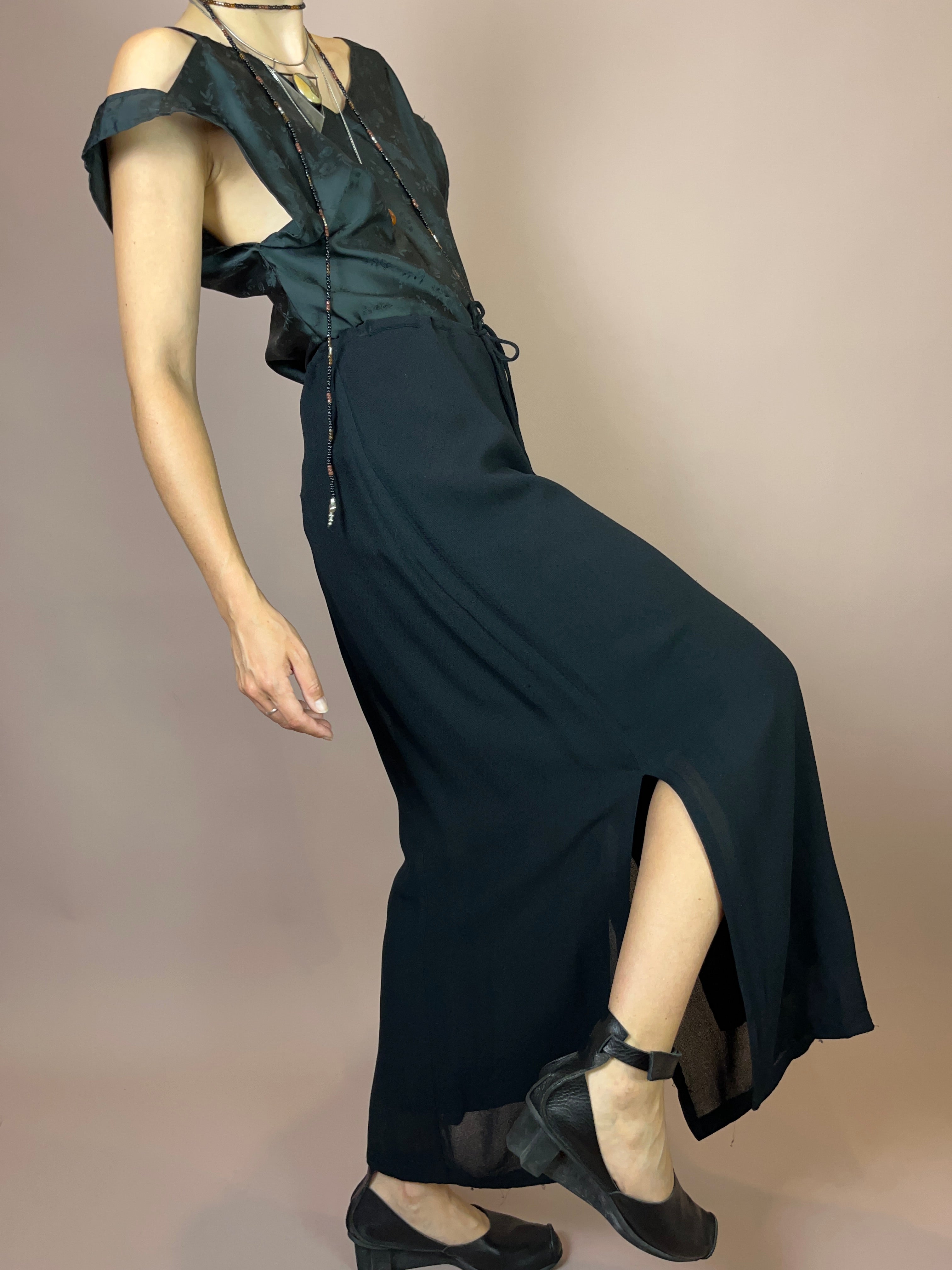 Maxi Rock Viskose Schwarz Gr. 36-42