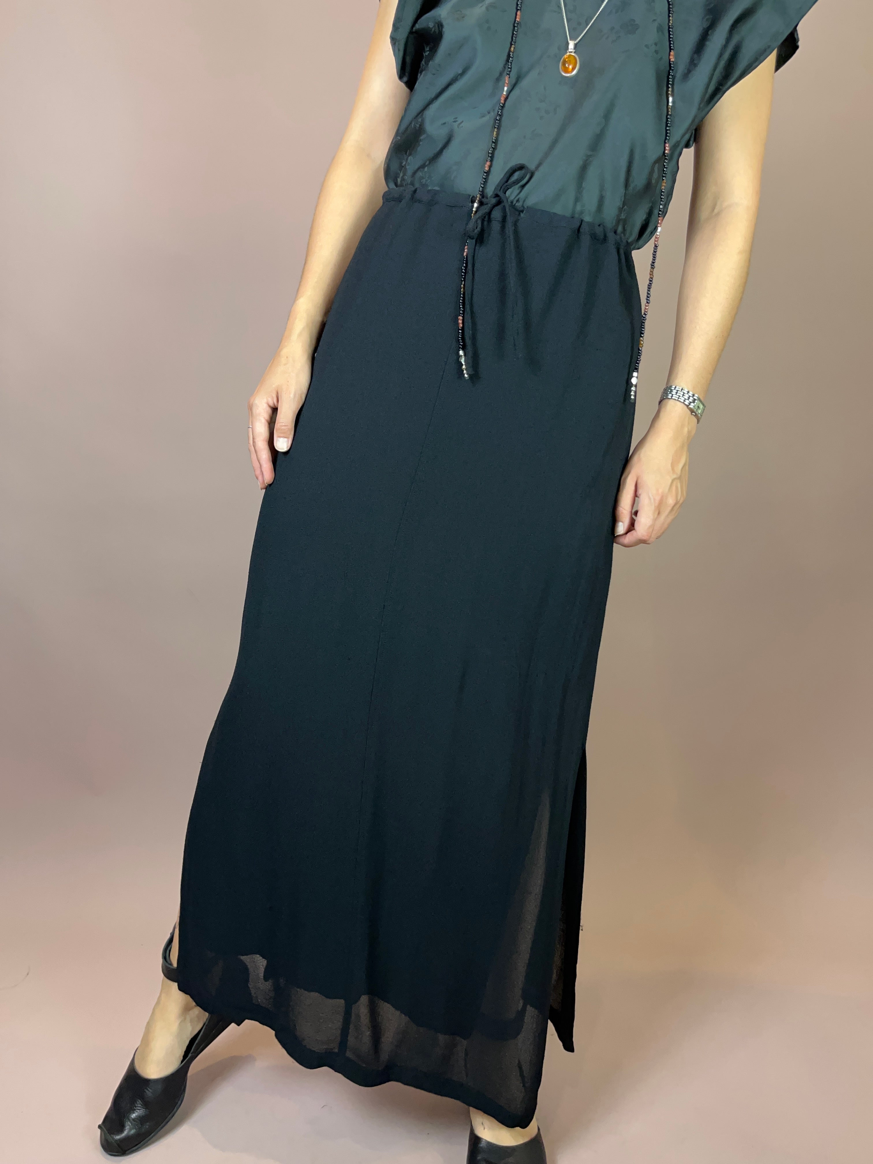 Maxi Rock Viskose Schwarz Gr. 36-42