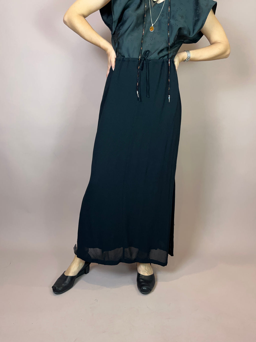 Maxi Rock Viskose Schwarz Gr. 36-42