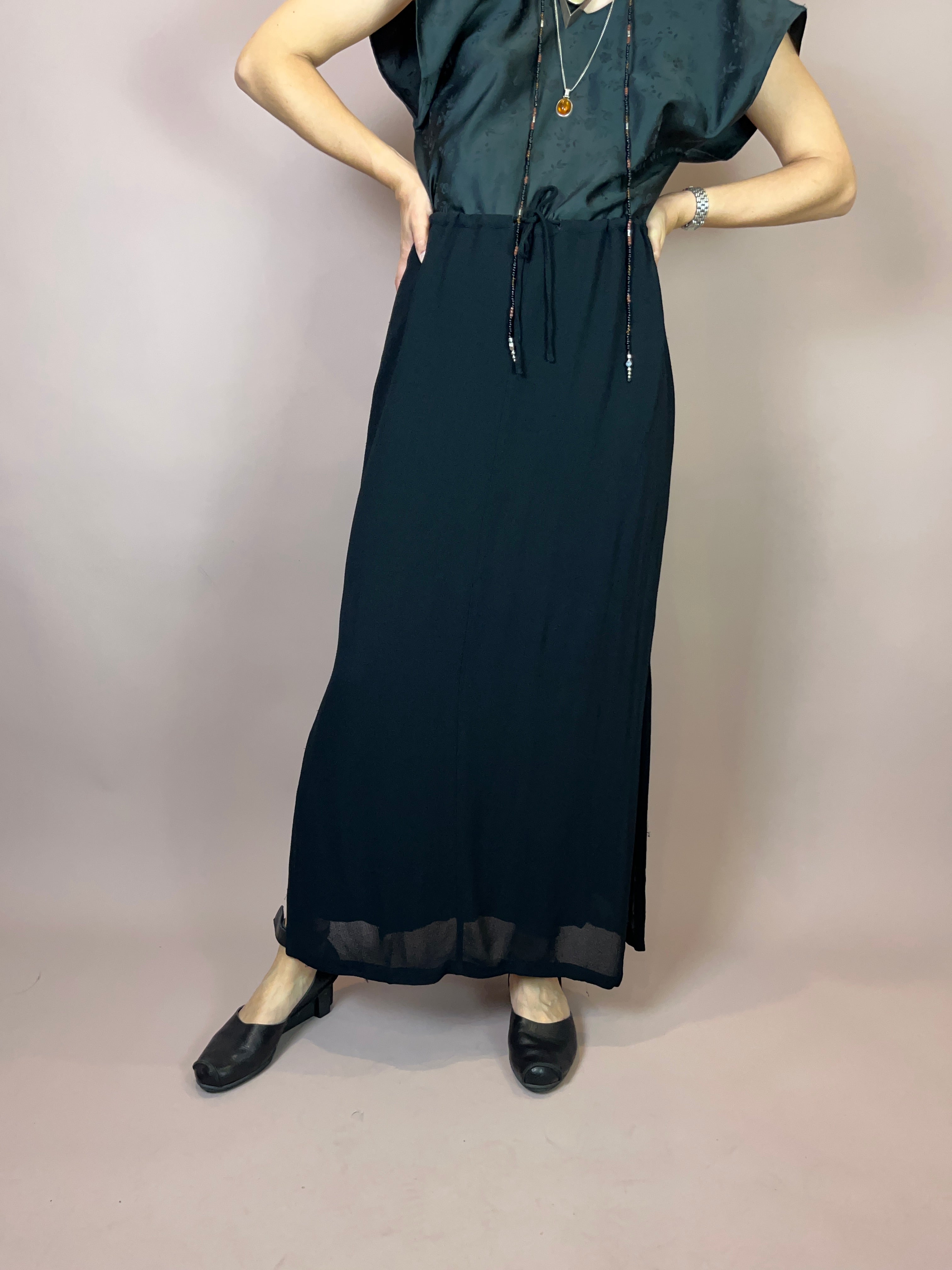 Maxi Rock Viskose Schwarz Gr. 36-42