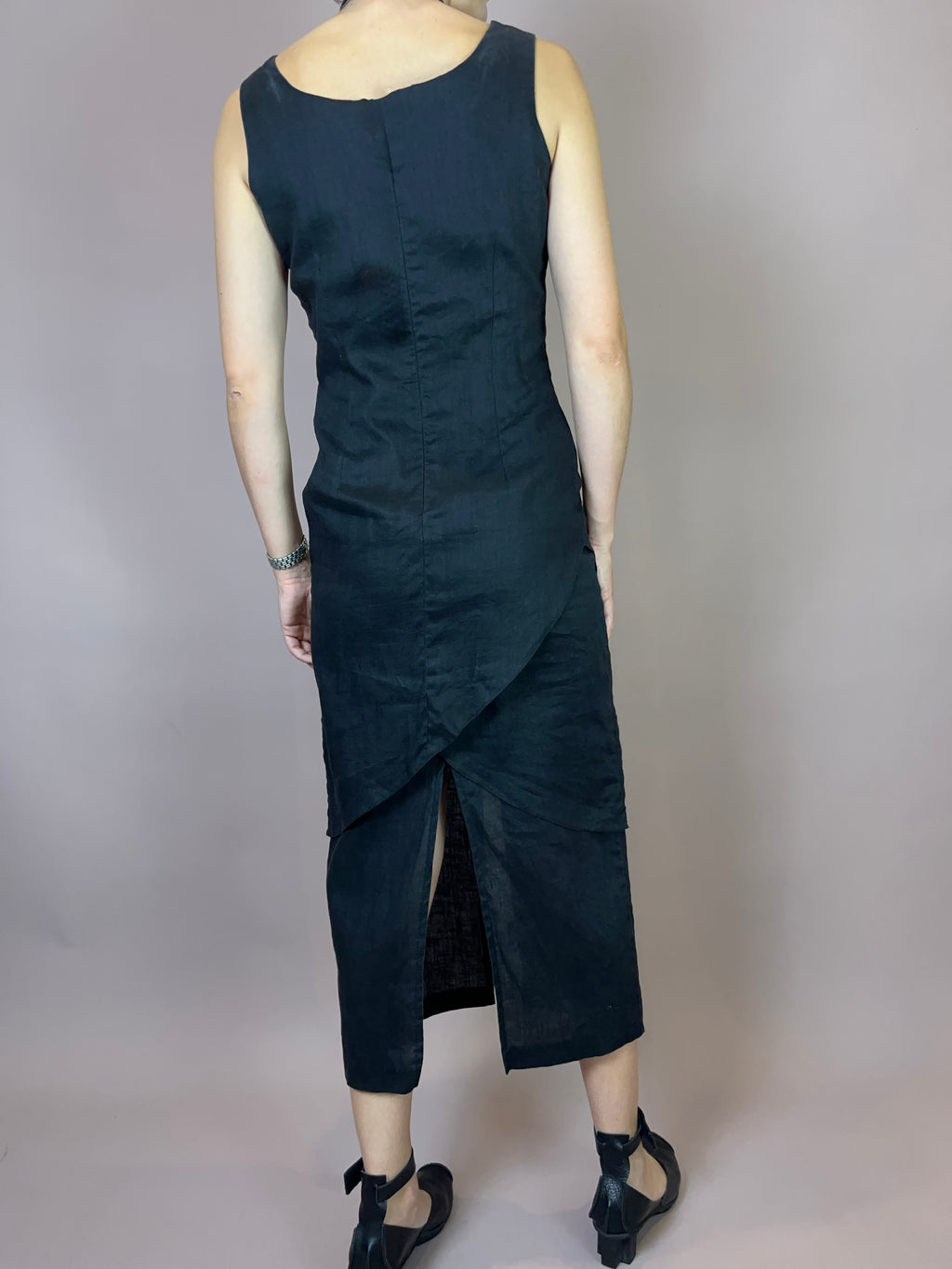 Leinenkleid Schwarz Gr. 36