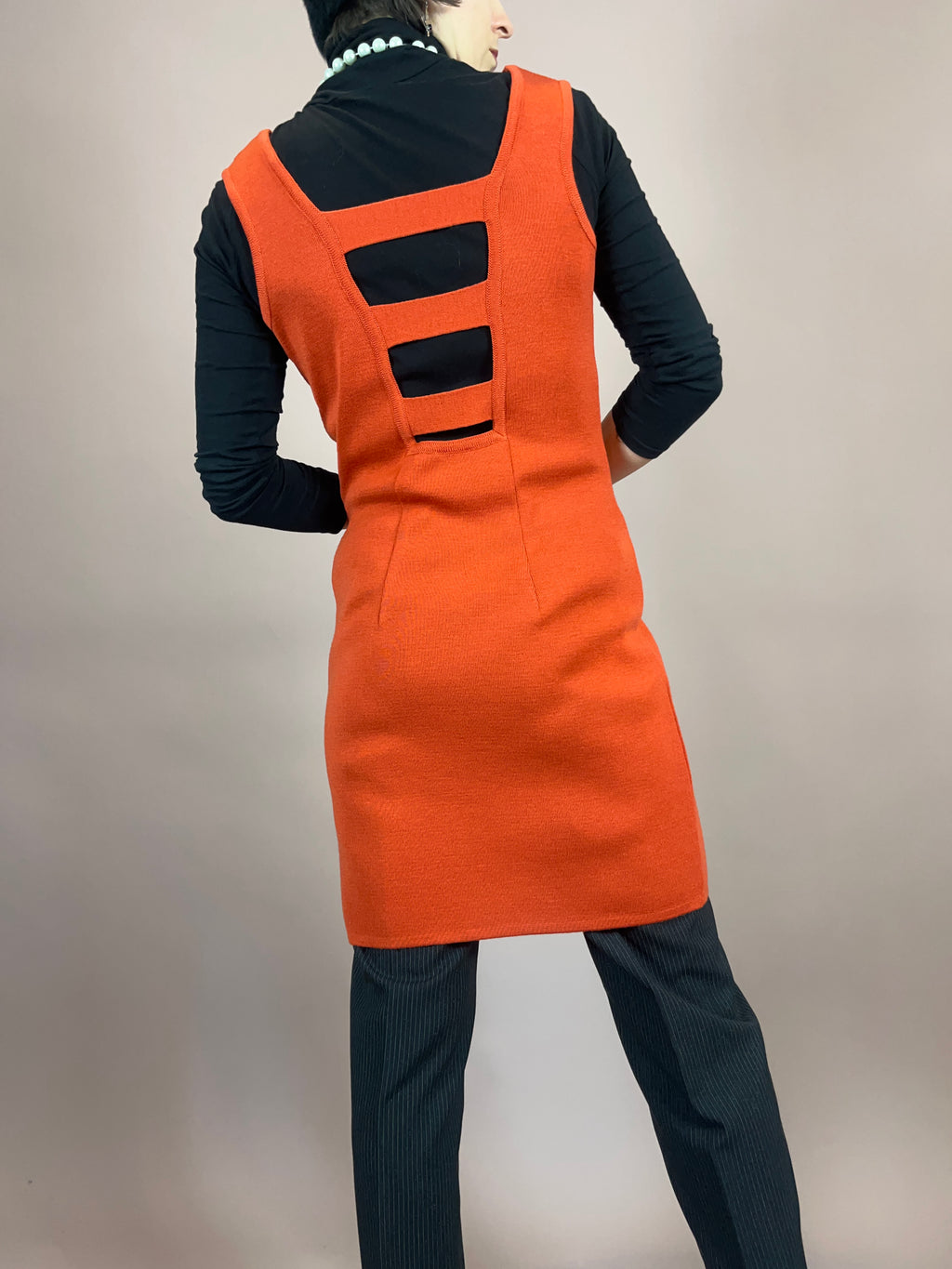 Kleid Strick Wolle Orangerot Gr. 38