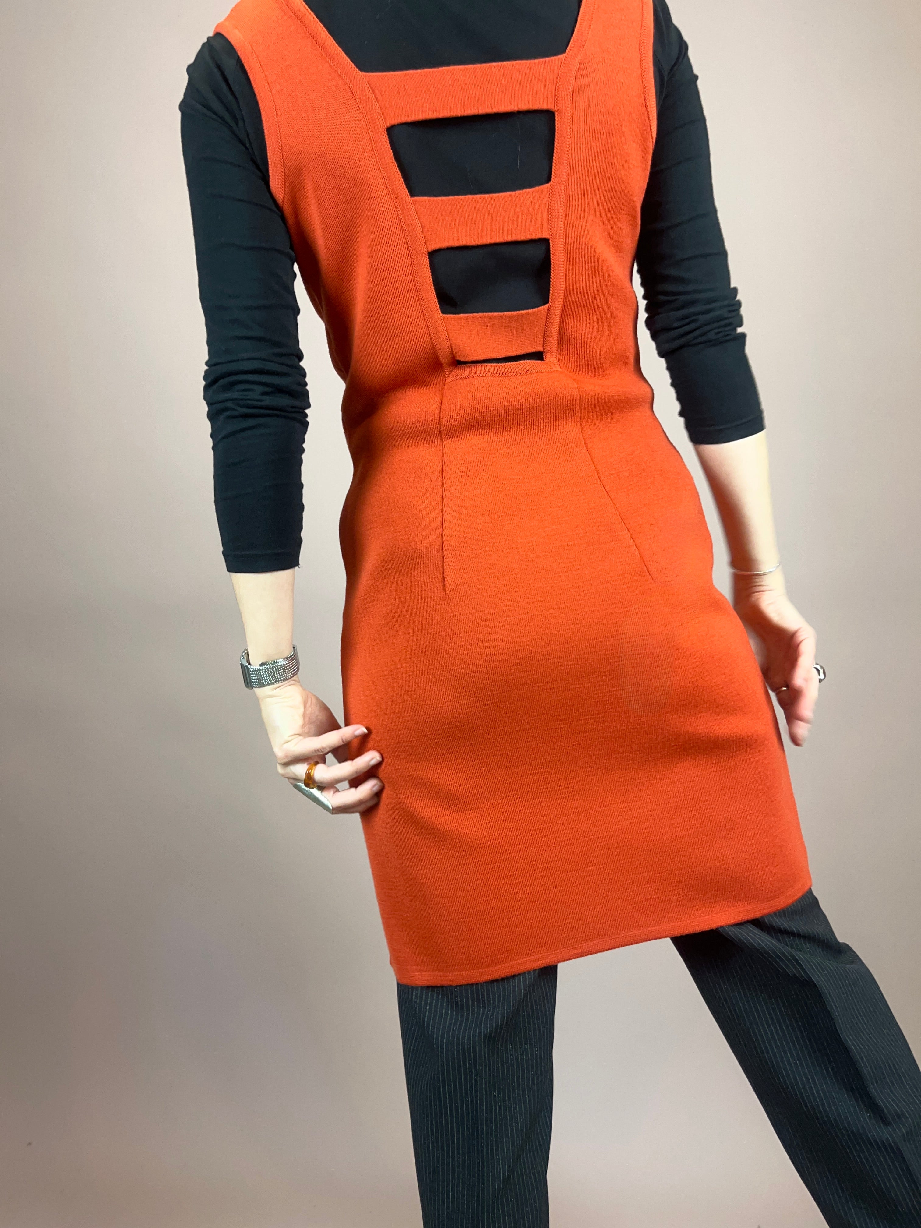 Kleid Strick Wolle Orangerot Gr. 38