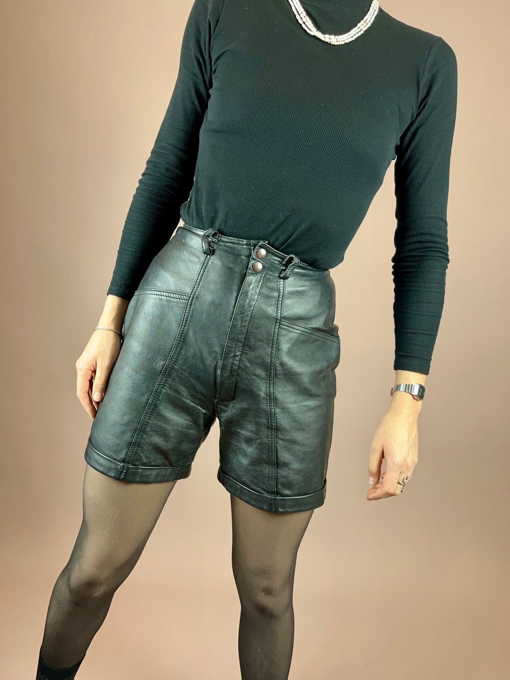 Leathershorts High Waist Gr. 32/34