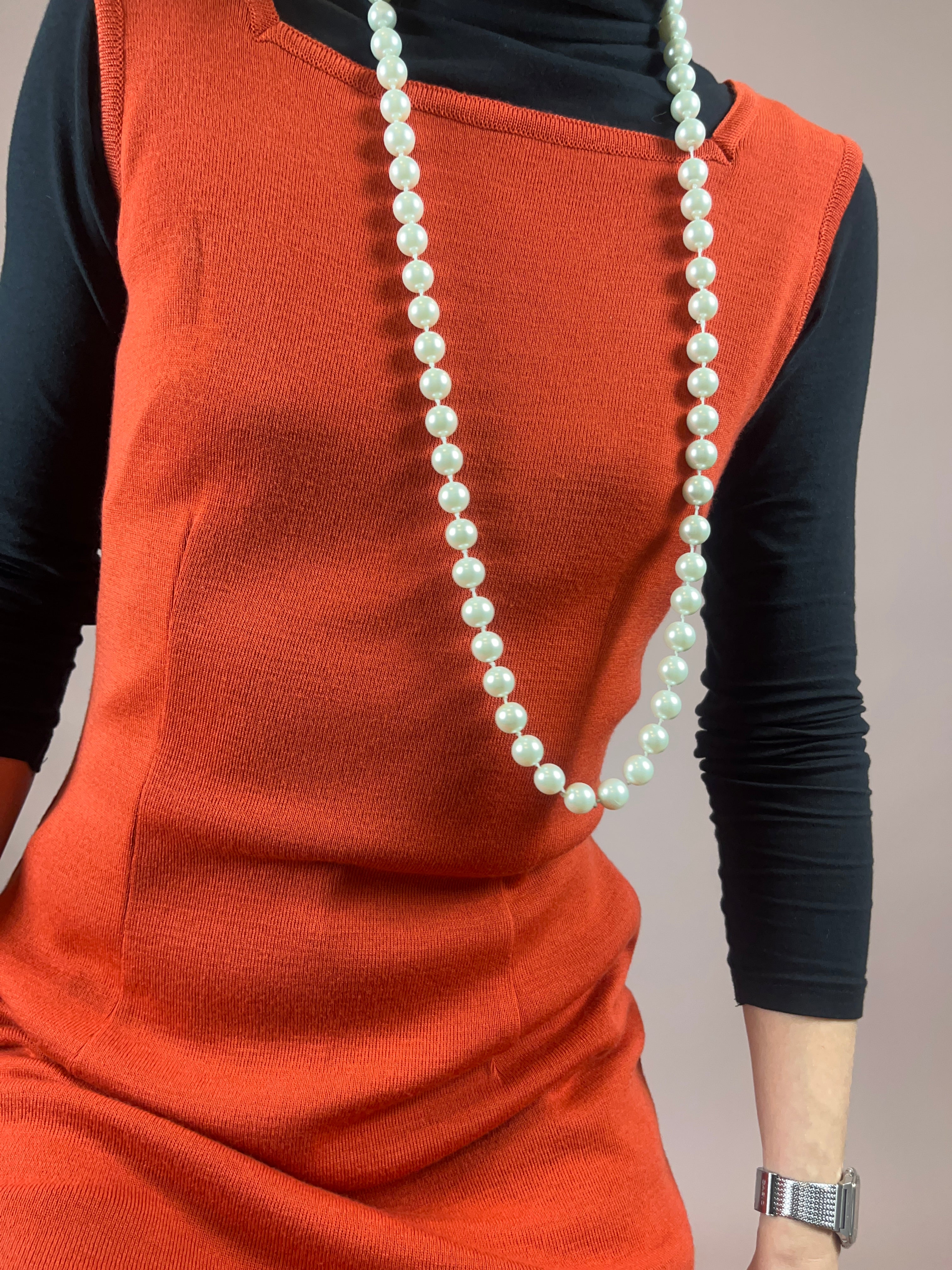 Kleid Strick Wolle Orangerot Gr. 38
