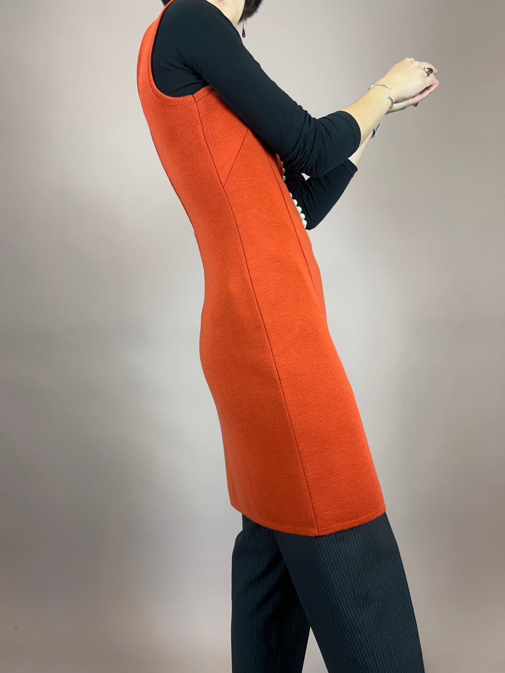 Kleid Strick Wolle Orangerot Gr. 38