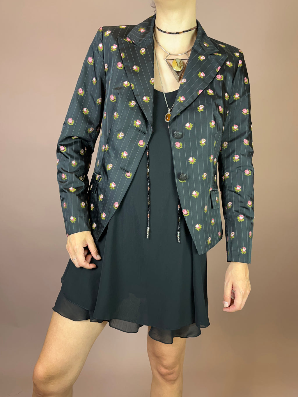 Blazer Rosen Bestickt Y2K Gr. 38