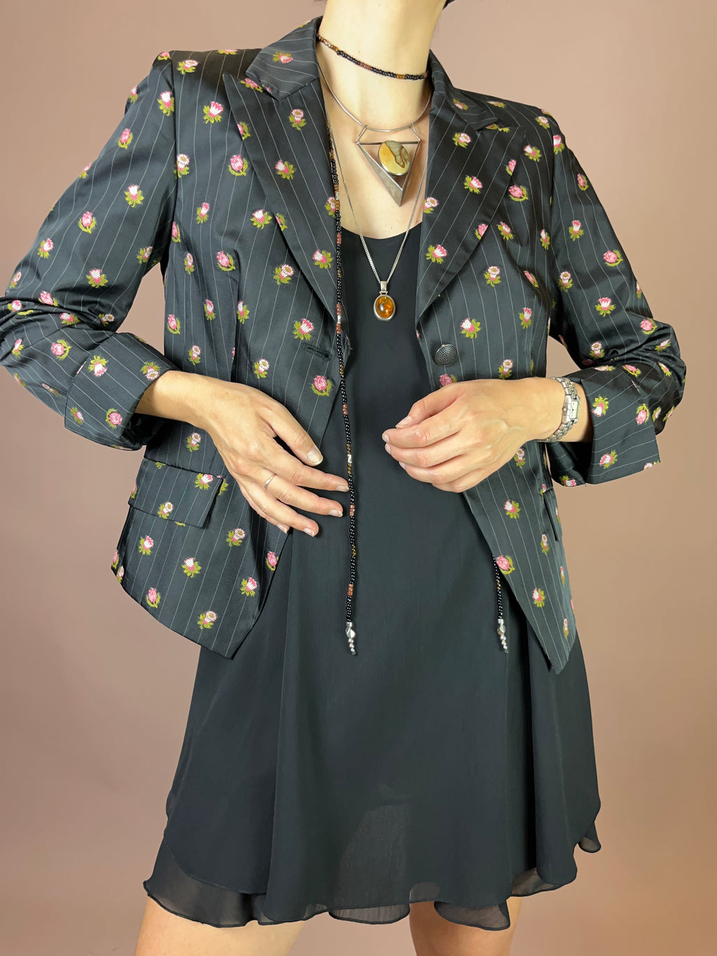 Blazer Rosen Bestickt Y2K Gr. 38
