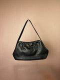 Vintage Ledertasche Schwarz mit Gold-Verschluss