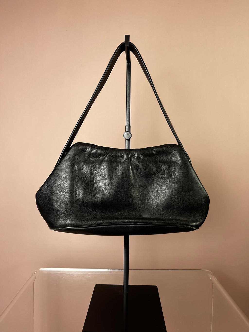 Vintage Ledertasche Schwarz mit Gold-Verschluss