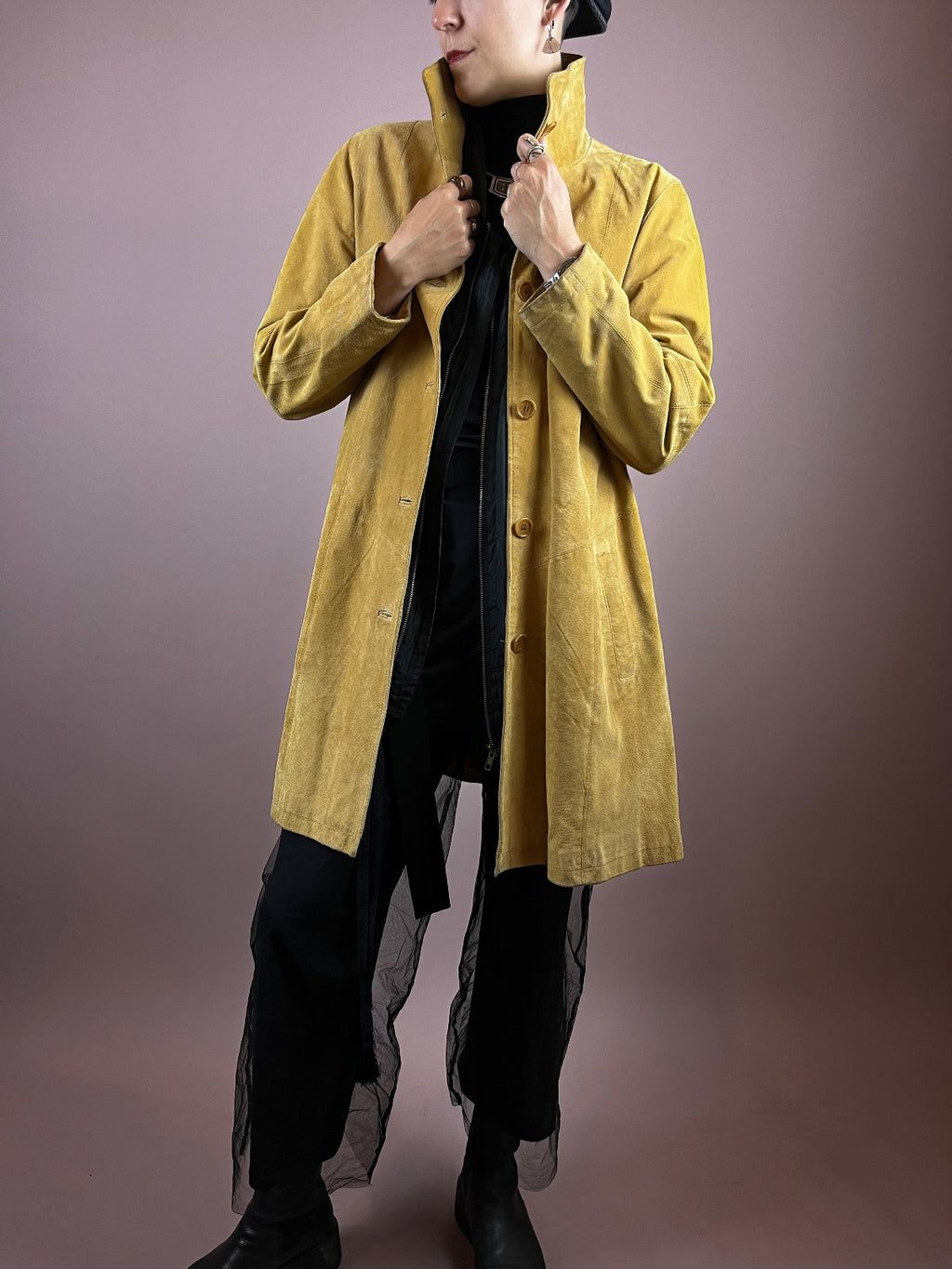 Yellow Leather Coat Gr. 38