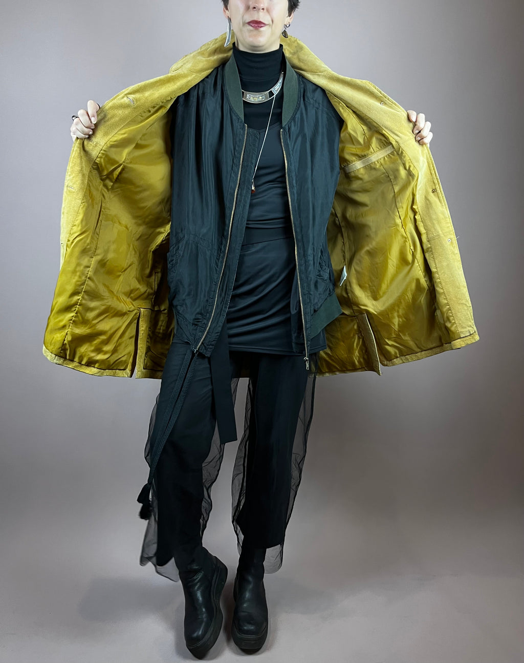 Yellow Leather Coat Gr. 38