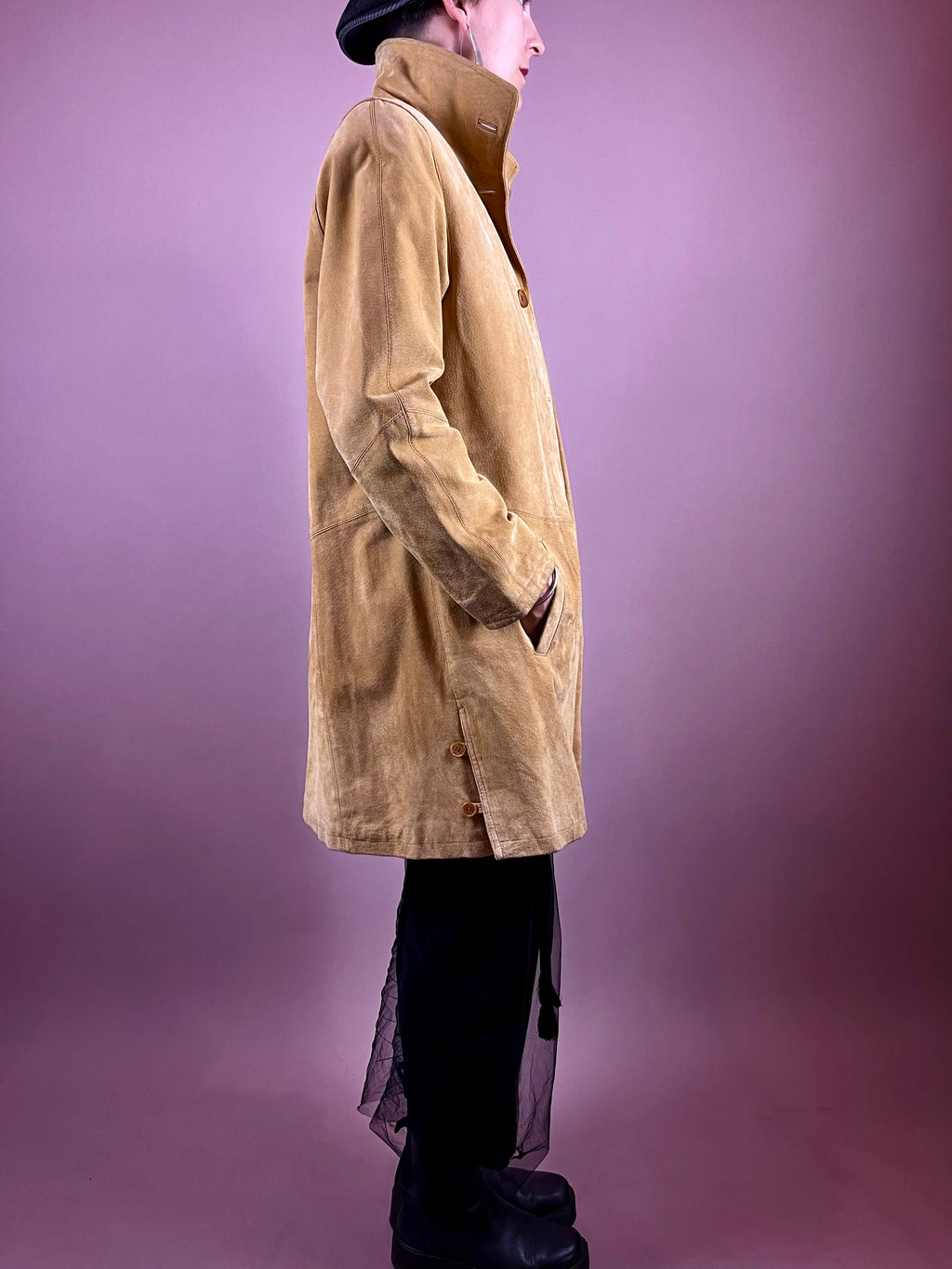 Yellow Leather Coat Gr. 38