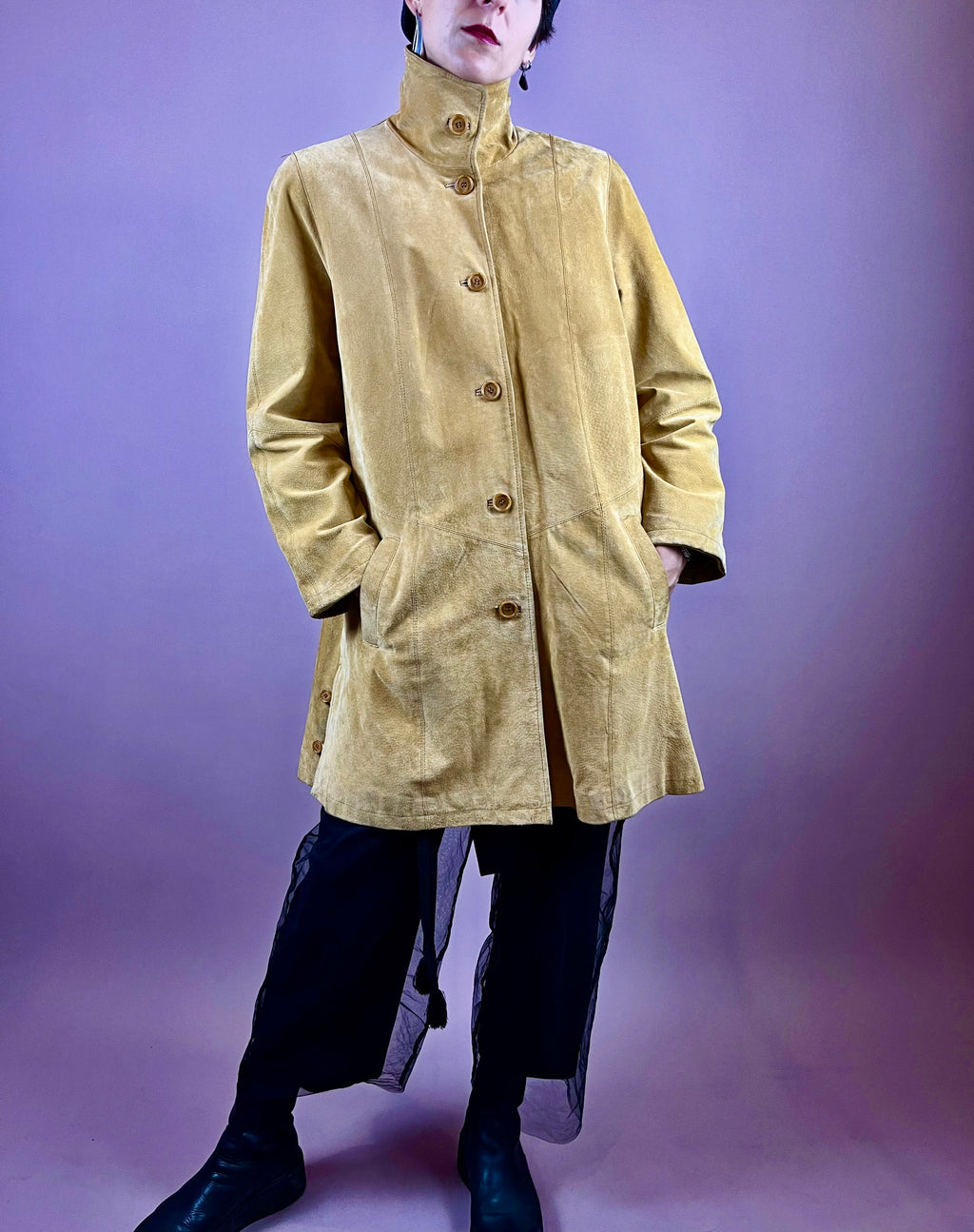 Yellow Leather Coat Gr. 38