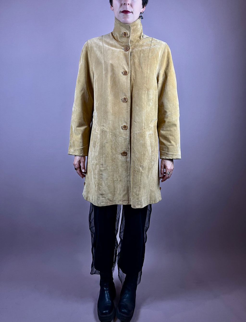 Yellow Leather Coat Gr. 38
