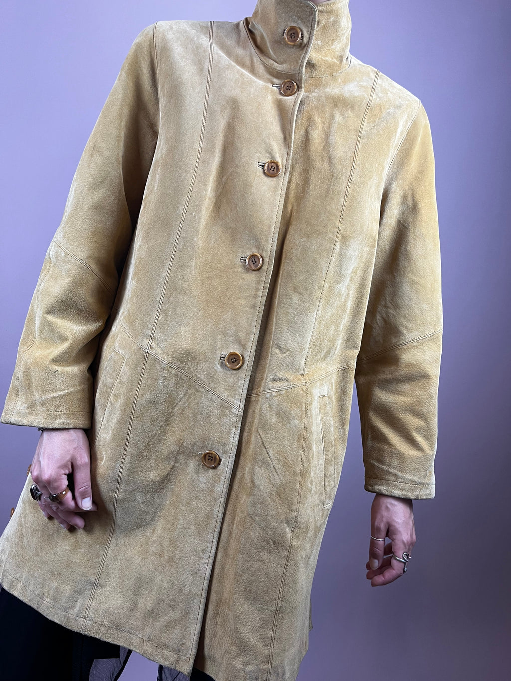 Yellow Leather Coat Gr. 38