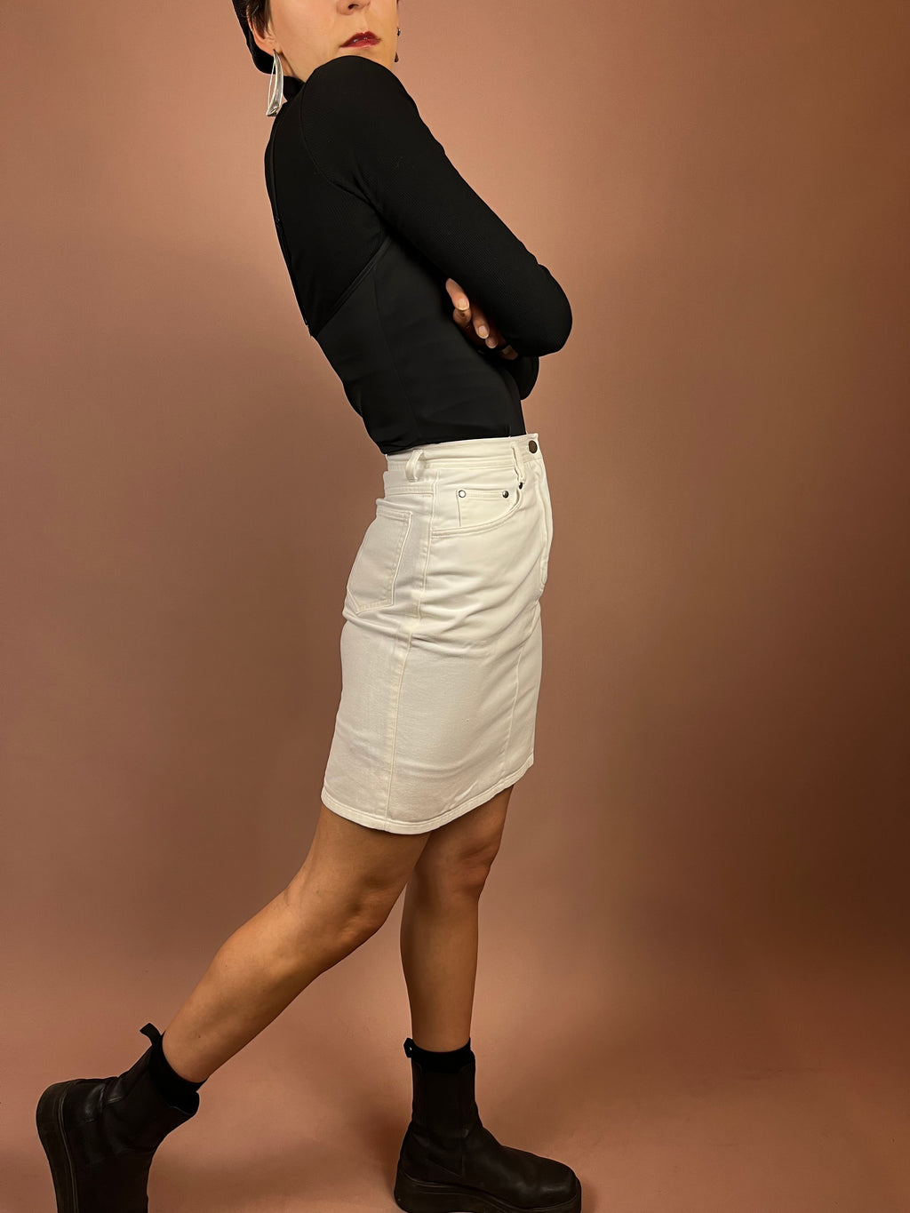 Skirt Mini White High Waist Gr. 34