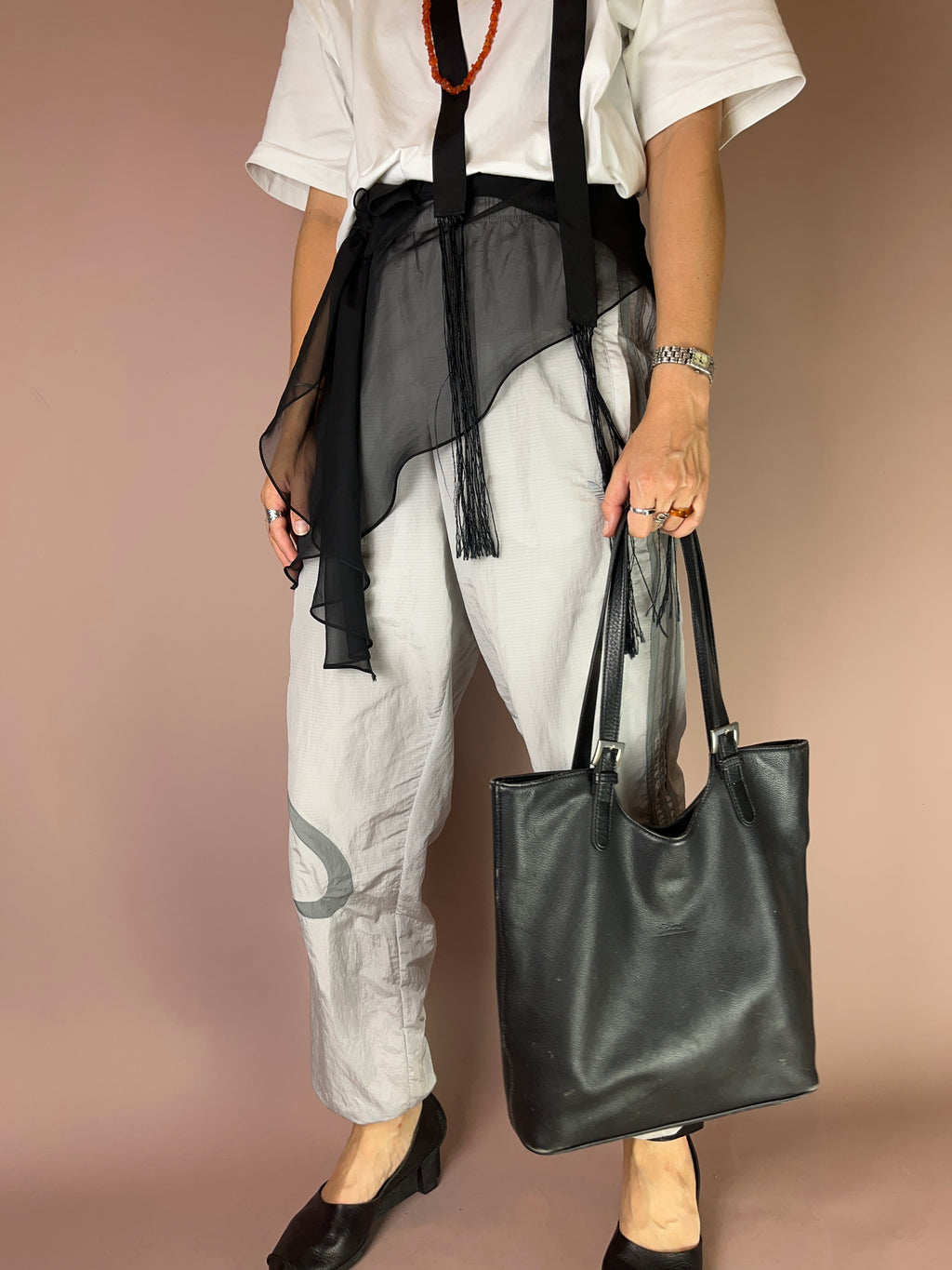 Longchamp Vintage Shopper Tote – Schwarz, Leder
