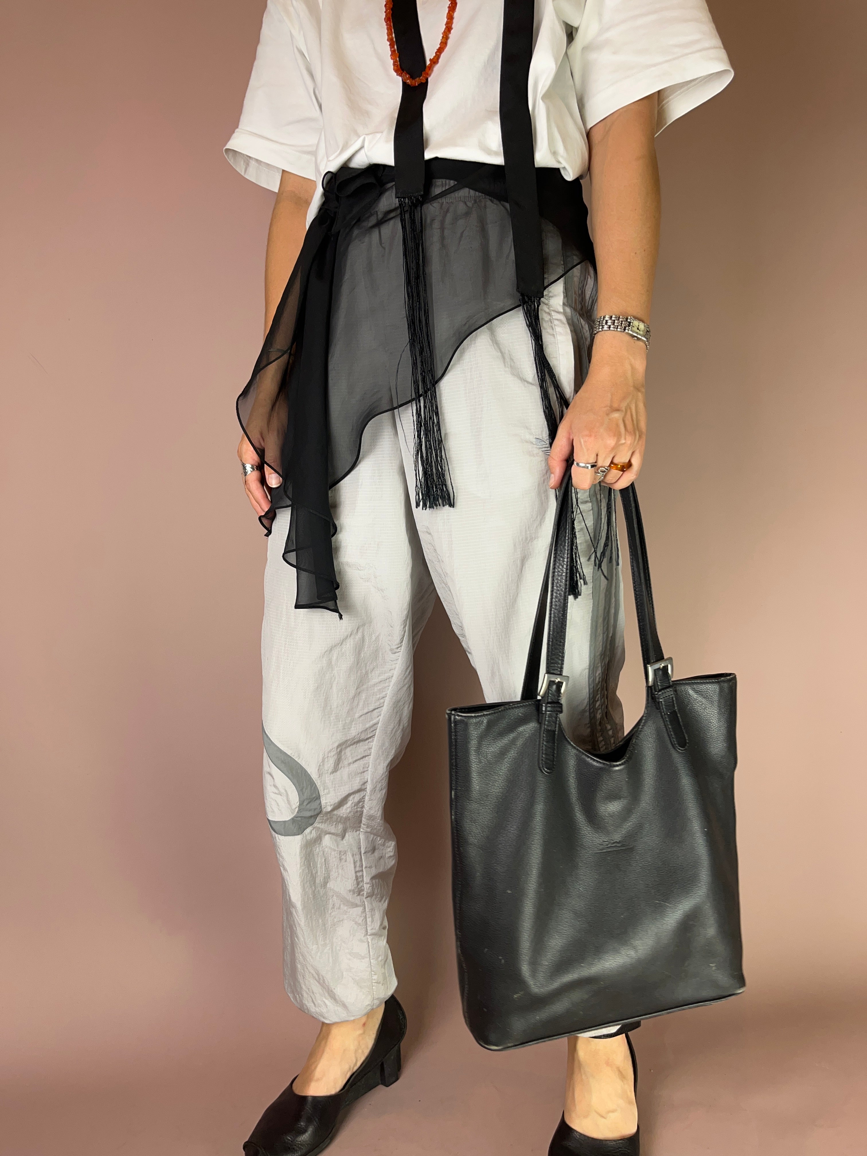 Longchamp Vintage Shopper Tote – Schwarz, Leder