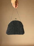 Mini Abendtäschchen Schwarz-Silber mit Kettenhenkel