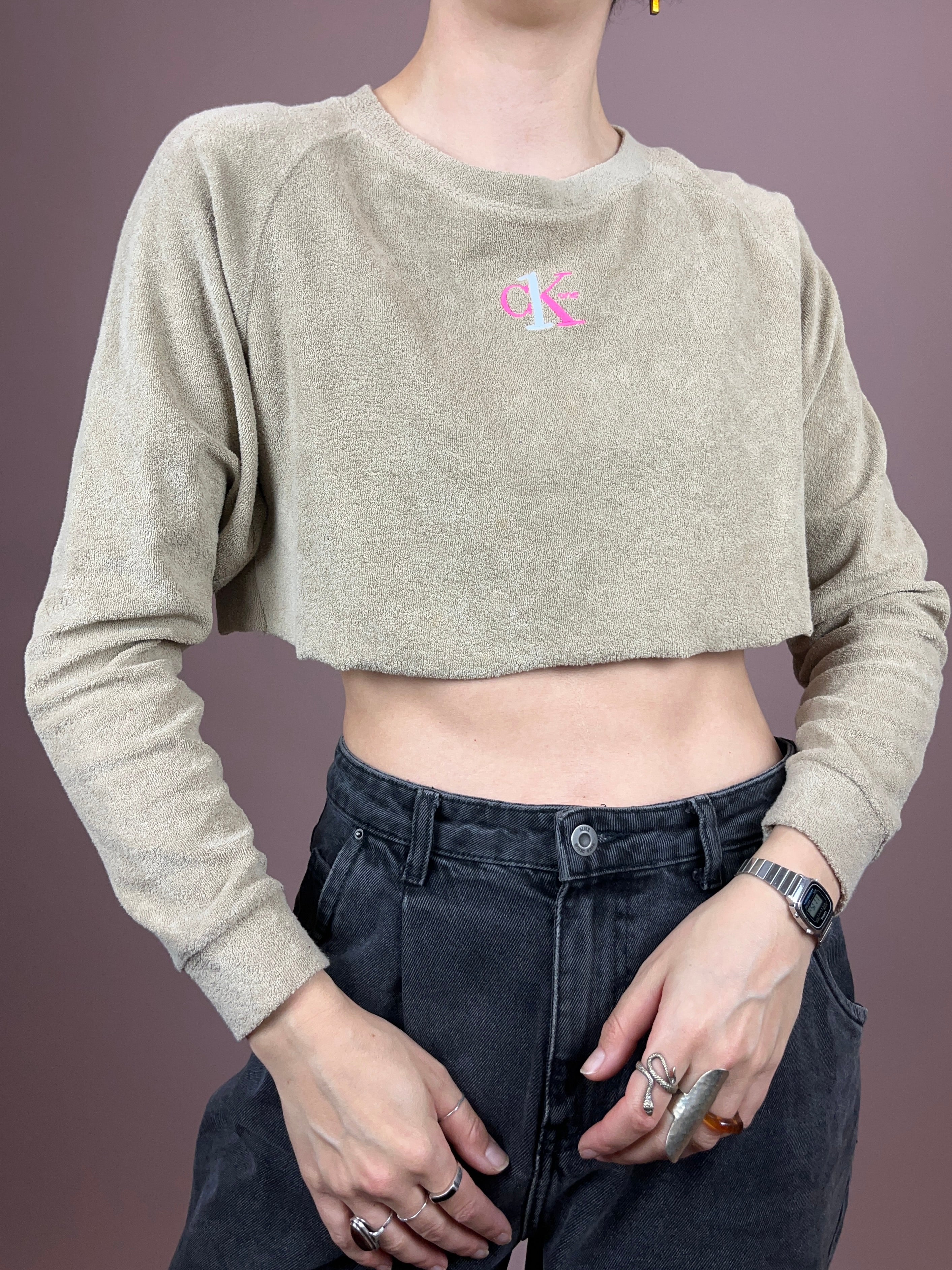 Calvin Klein Pullover Beige Frottee Gr. 36