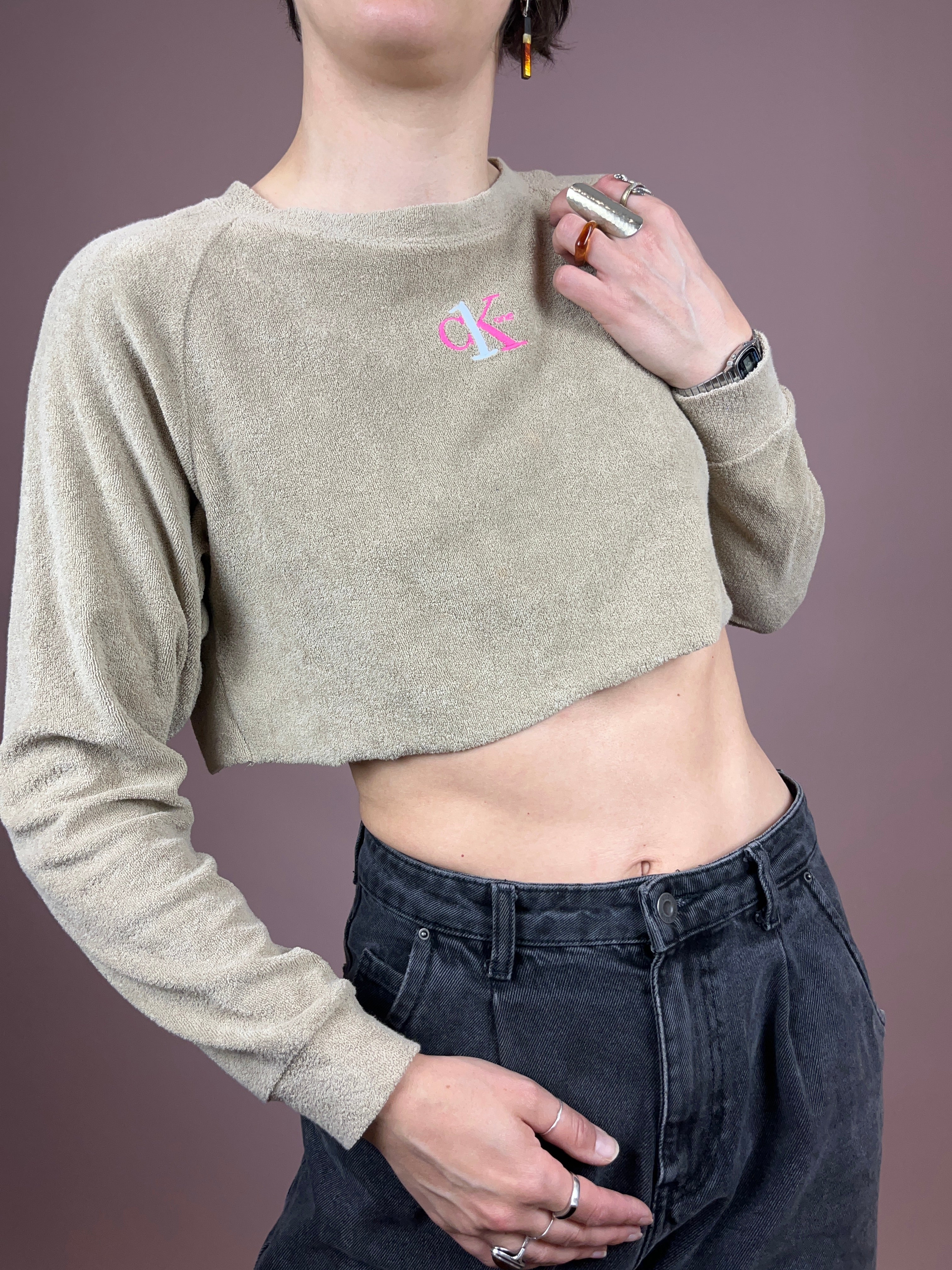 Calvin Klein Pullover Beige Frottee Gr. 36