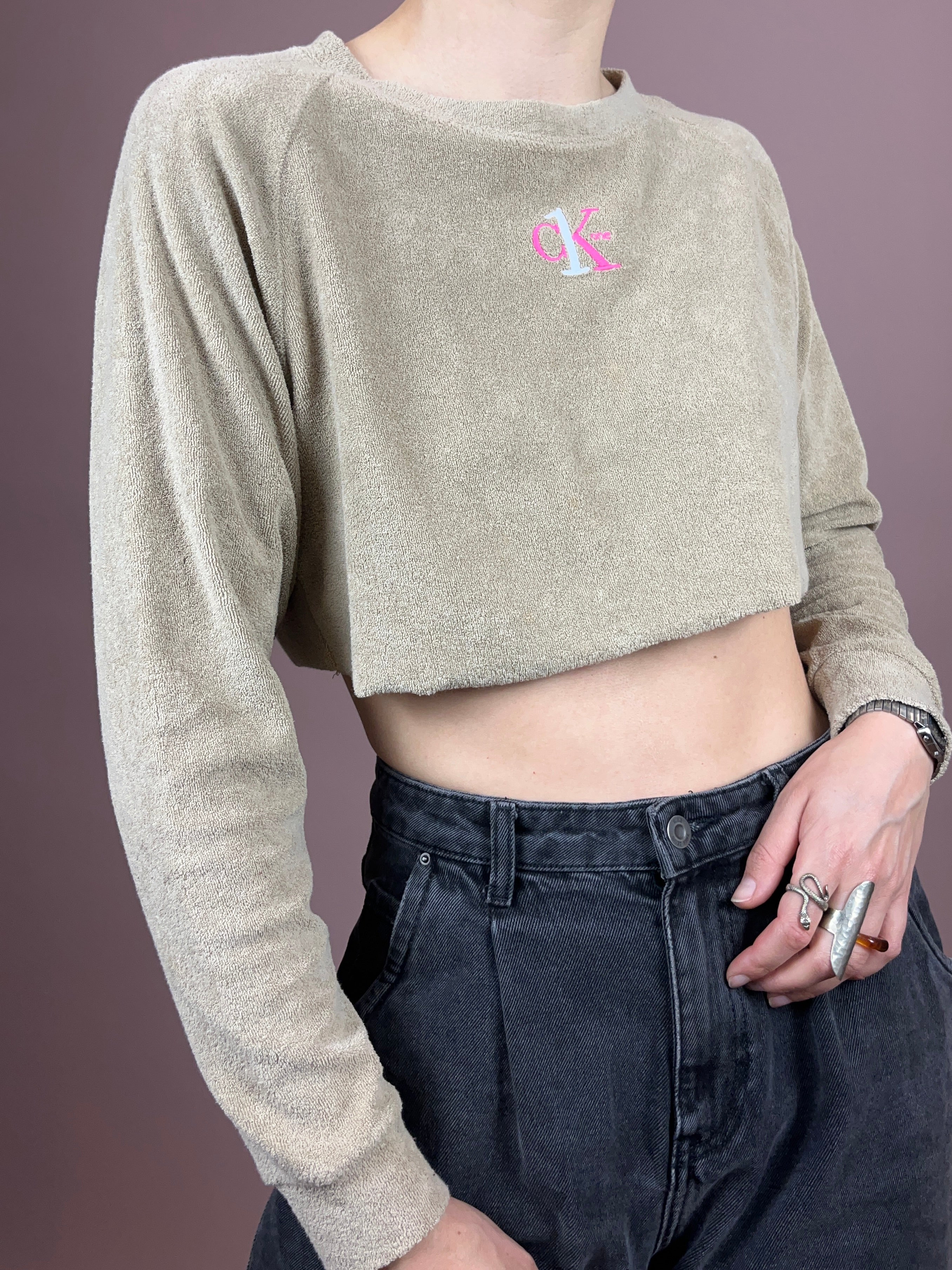 Calvin Klein Pullover Beige Frottee Gr. 36