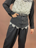 Top Bluse Spitze High Neck weiß Gr. 40